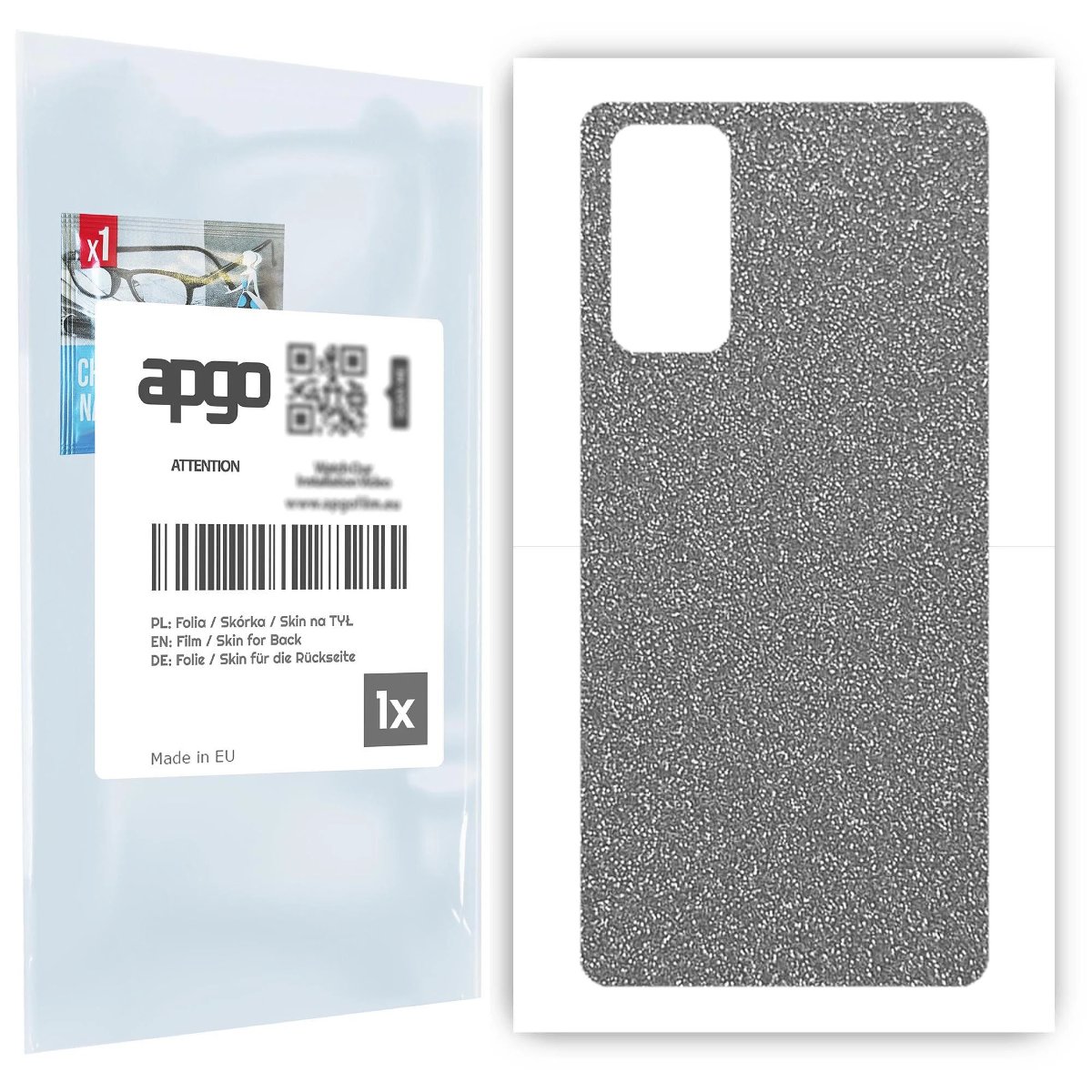 Folia naklejka skórka strukturalna na TYŁ do Samsung Galaxy S20 FE -  Brokat Srebrny - apgo SKINS