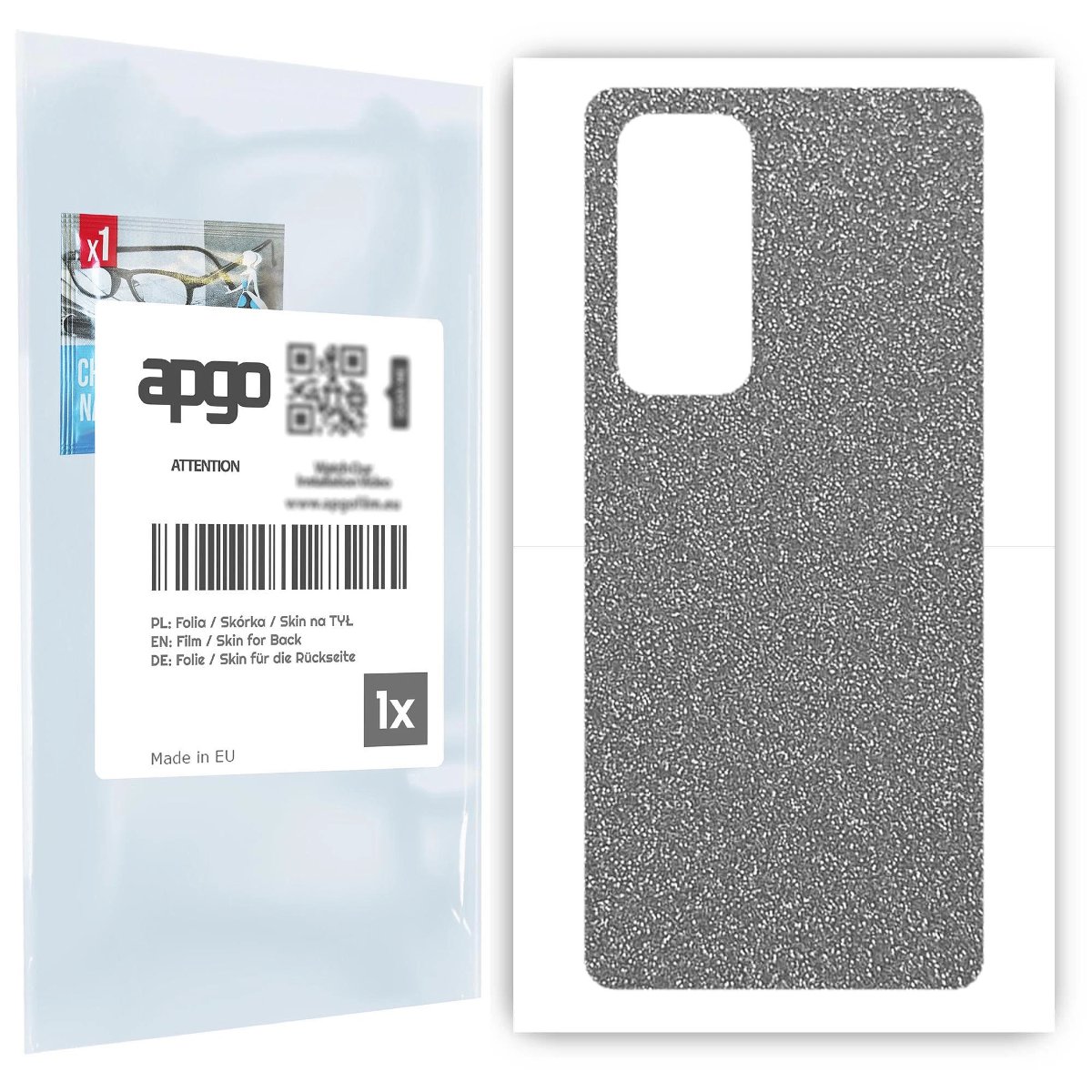 Folia naklejka skórka strukturalna na TYŁ do Oppo Reno5 Pro+ 5G -  Brokat Srebrny - apgo SKINS