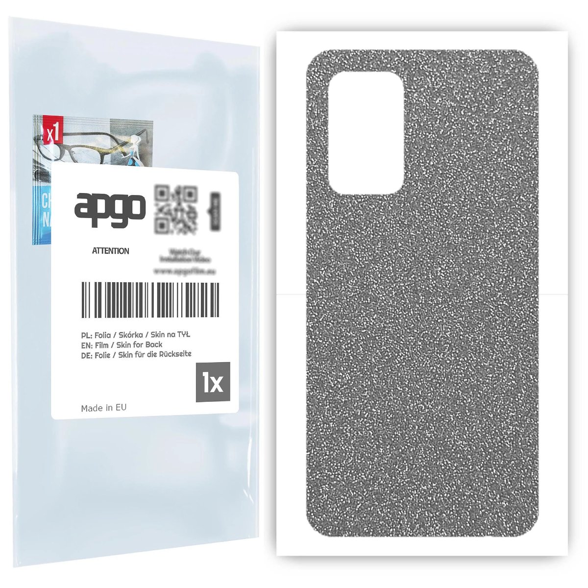 Folia naklejka skórka strukturalna na TYŁ do Samsung Galaxy A52 5G -  Brokat Srebrny - apgo SKINS
