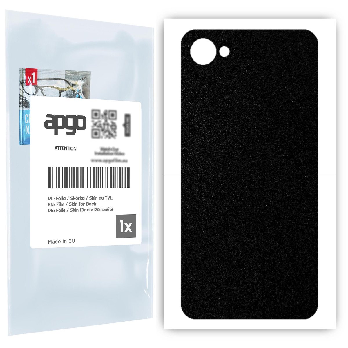 Folia naklejka skórka strukturalna na TYŁ do HTC Desire 12 -  Czarny Pastel Matowy Chropowaty Baranek - apgo SKINS