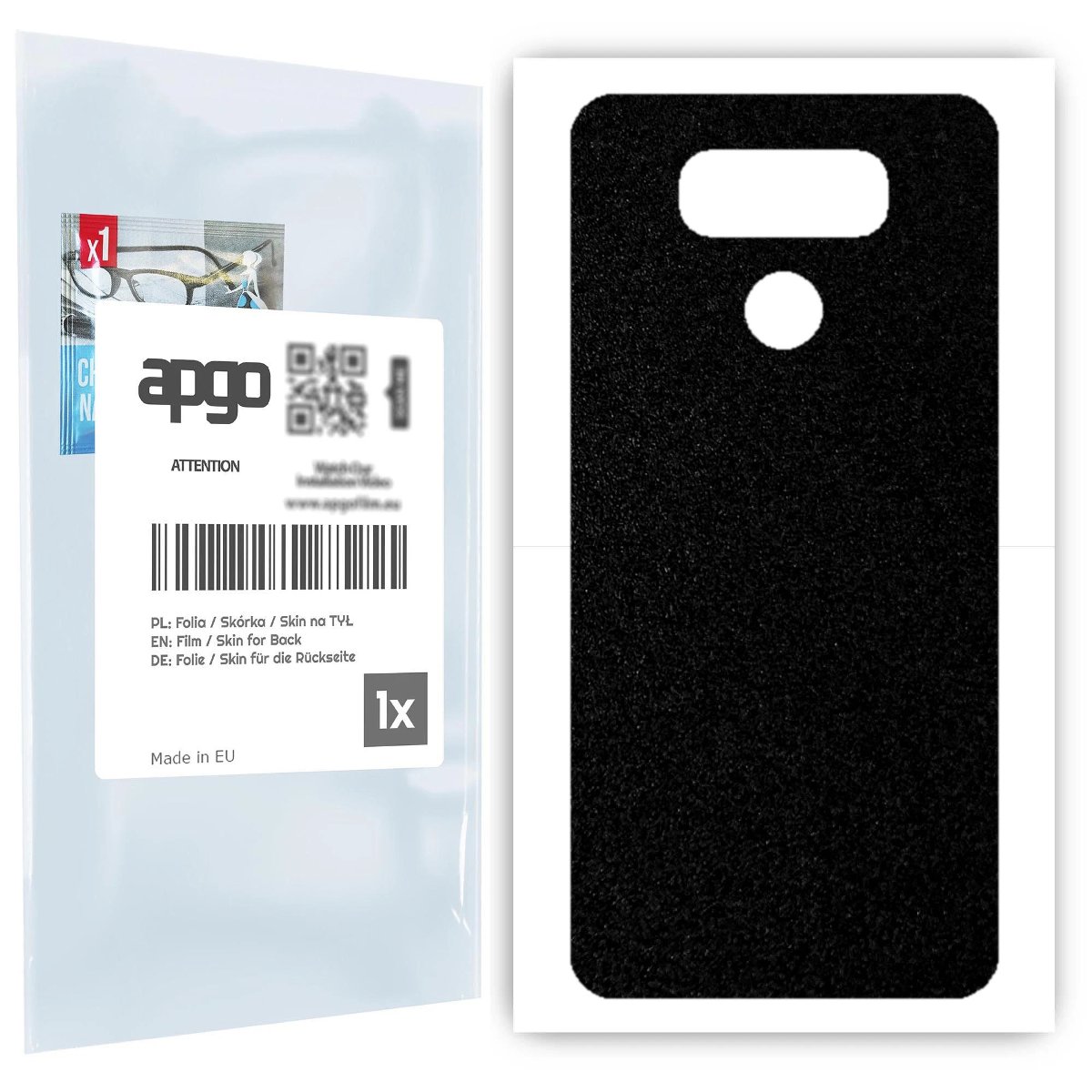 Folia naklejka skórka strukturalna na TYŁ do LG G6 -  Czarny Pastel Matowy Chropowaty Baranek - apgo SKINS