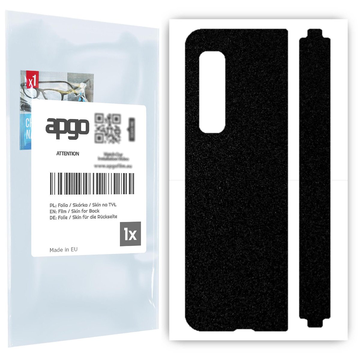 Folia naklejka skórka strukturalna na TYŁ do Samsung Galaxy Fold 5G -  Czarny Pastel Matowy Chropowaty Baranek - apgo SKINS