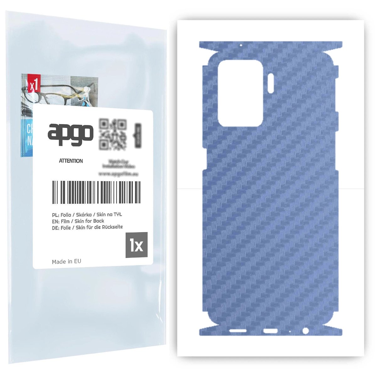Folia naklejka skórka strukturalna na TYŁ+BOKI do Oppo Reno 5 Lite -  Carbon Granatowy - apgo SKINS