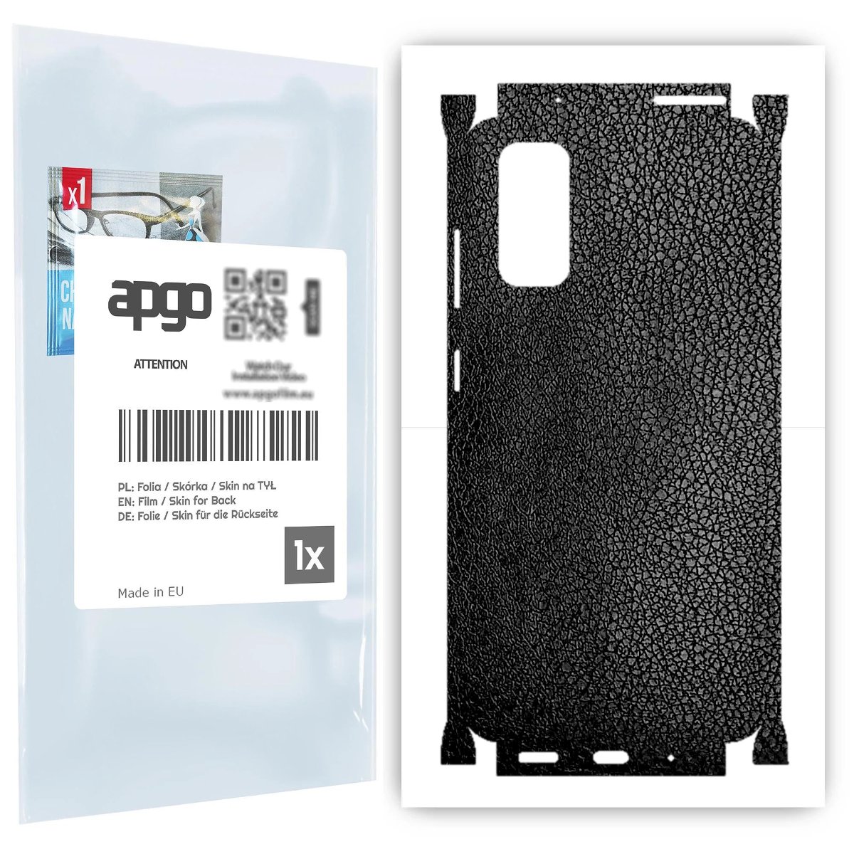 Folia naklejka skórka strukturalna na TYŁ+BOKI do Samsung Galaxy S20 Ultra 5G -  Skóra Czarna - apgo SKINS
