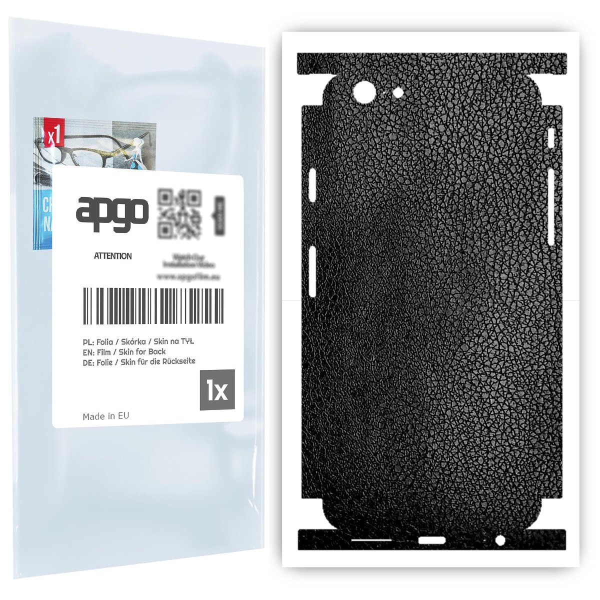 Folia naklejka skórka strukturalna na TYŁ+BOKI do Apple iPhone 6 -  Skóra Czarna - apgo SKINS