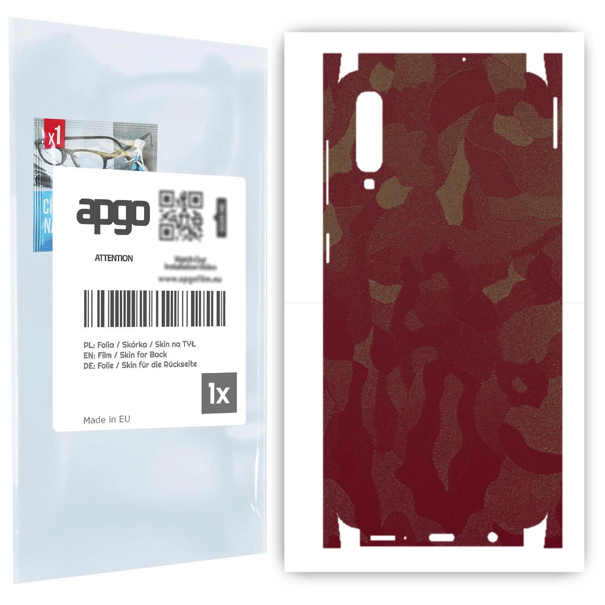 Folia naklejka skórka strukturalna na TYŁ+BOKI do Samsung Galaxy A50 -  Moro | Camo Bordowy - apgo SKINS