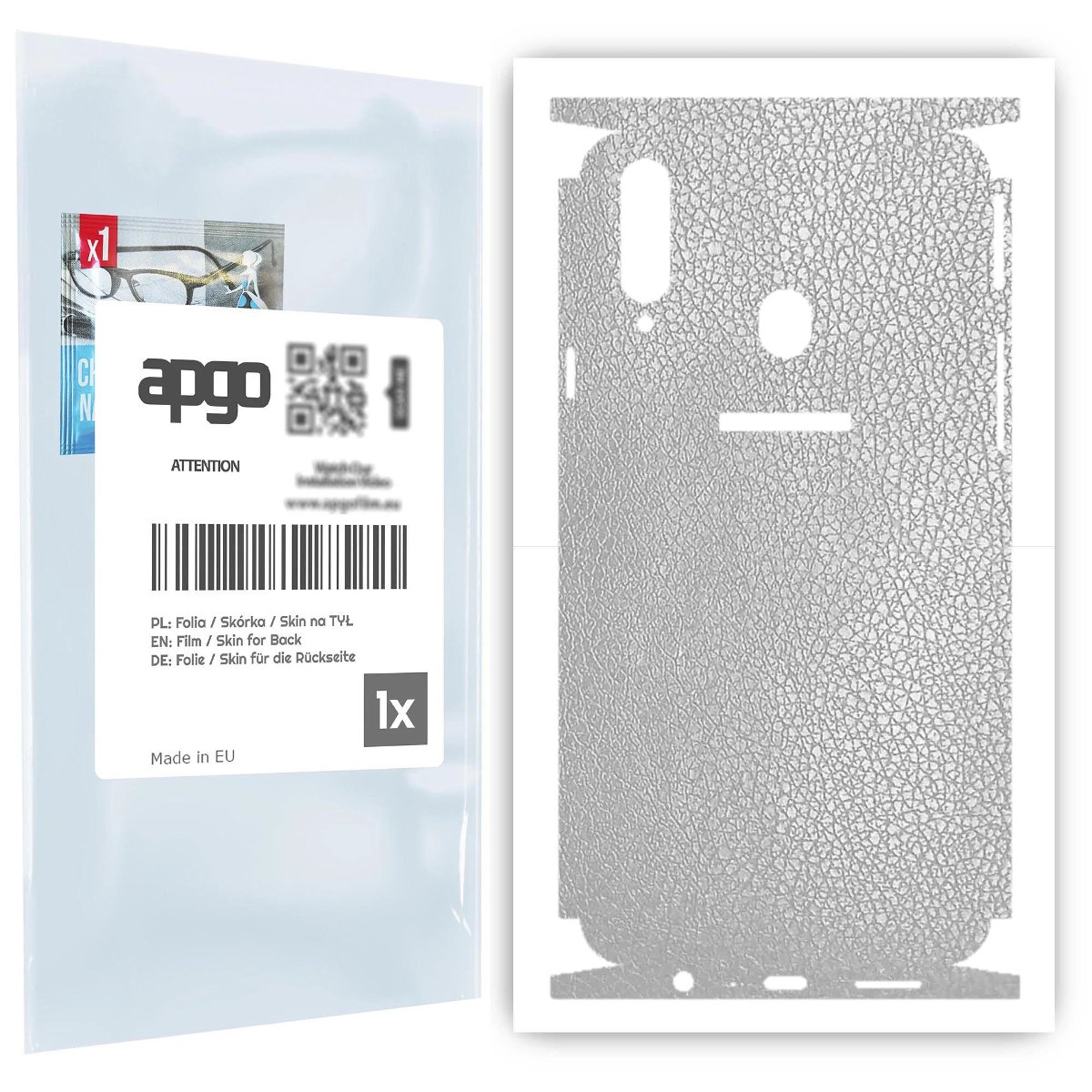 Folia naklejka skórka strukturalna na TYŁ+BOKI do Samsung Galaxy A20s -  Skóra Srebrna - apgo SKINS