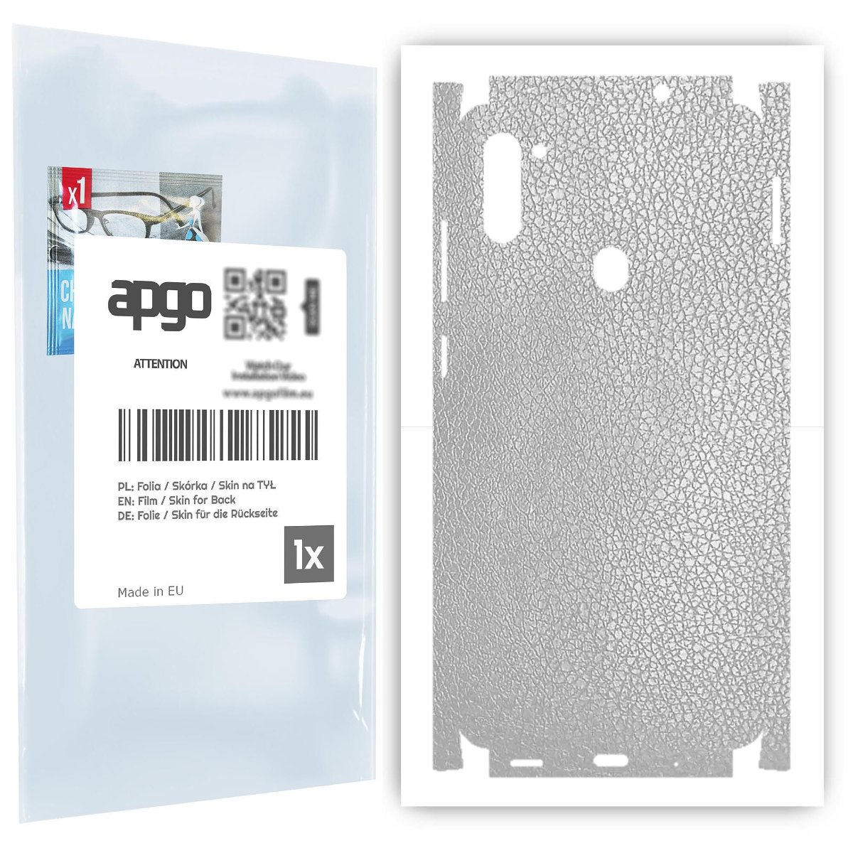 Folia naklejka skórka strukturalna na TYŁ+BOKI do Samsung Galaxy M11 -  Skóra Srebrna - apgo SKINS