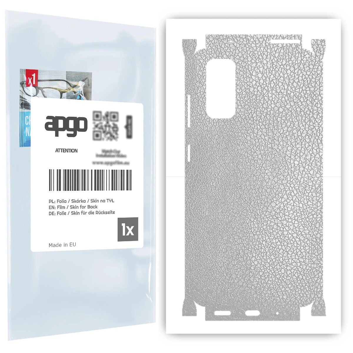 Folia naklejka skórka strukturalna na TYŁ+BOKI do Samsung Galaxy S20 Ultra 5G -  Skóra Srebrna - apgo SKINS