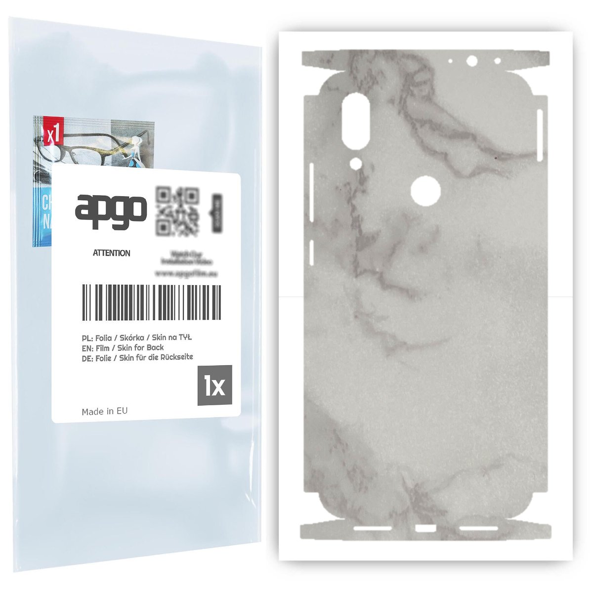 Folia naklejka skórka strukturalna na TYŁ+BOKI do Xiaomi Redmi 7 -  Marmur Szary - apgo SKINS