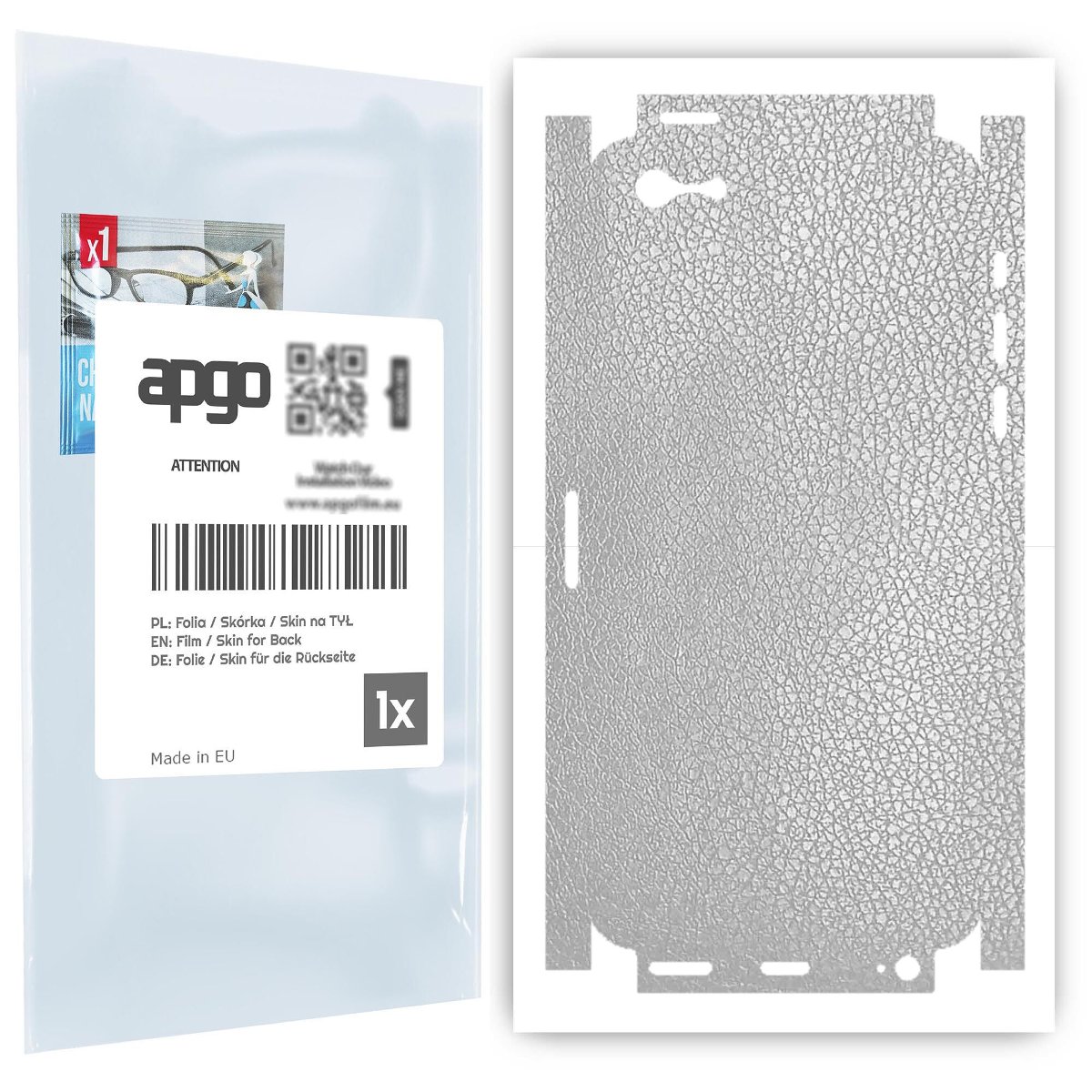 Folia naklejka skórka strukturalna na TYŁ+BOKI do Apple iPhone 5 -  Skóra Srebrna - apgo SKINS