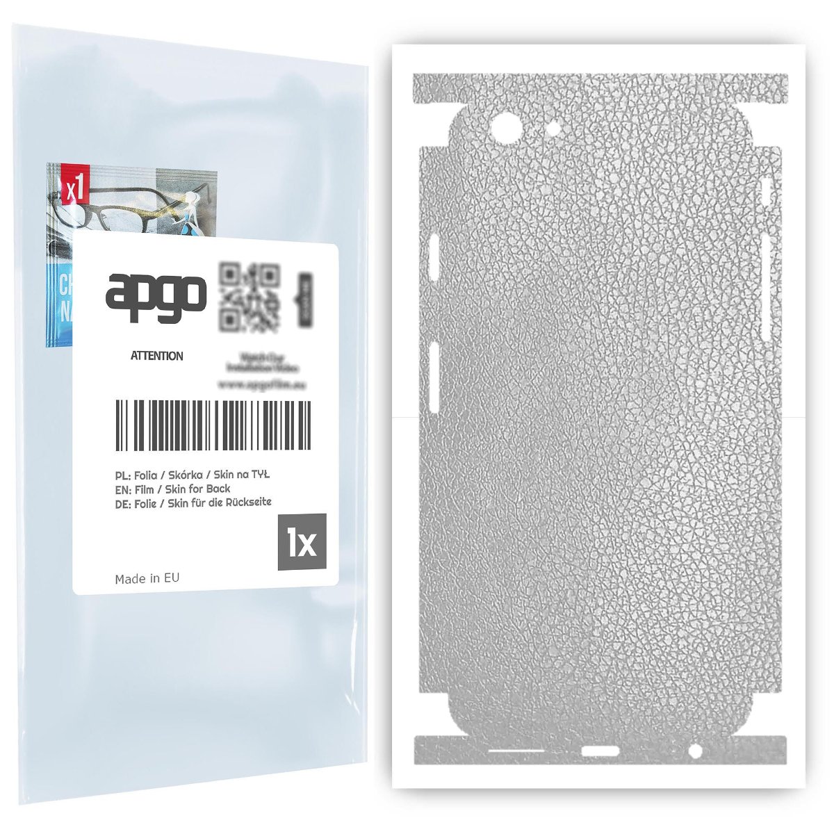 Folia naklejka skórka strukturalna na TYŁ+BOKI do Apple iPhone 6 -  Skóra Srebrna - apgo SKINS