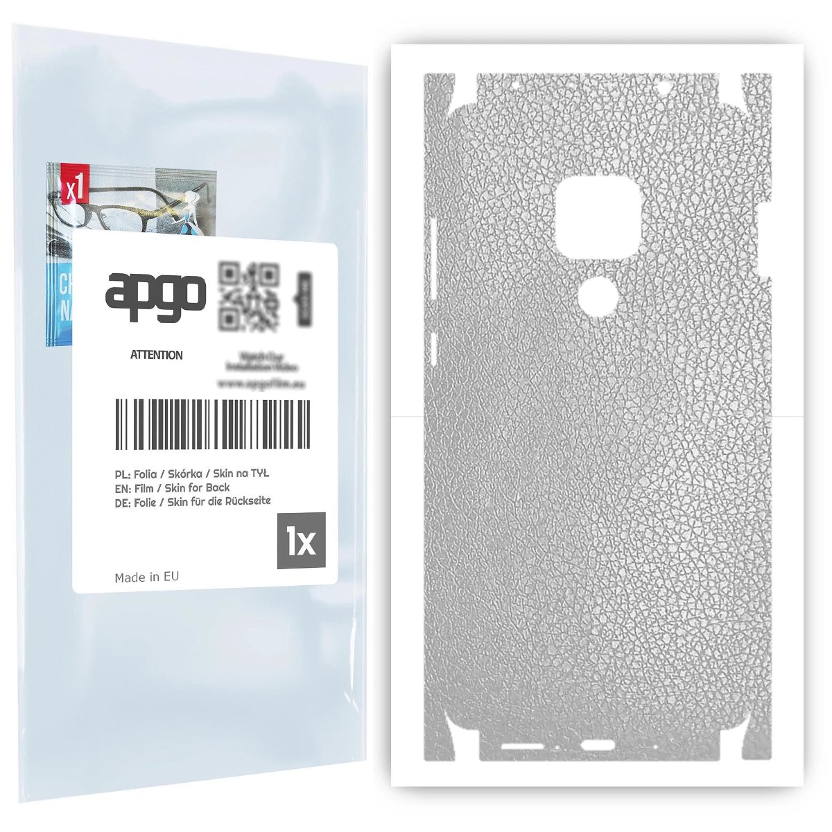 Folia naklejka skórka strukturalna na TYŁ+BOKI do Huawei Mate 20 -  Skóra Srebrna - apgo SKINS