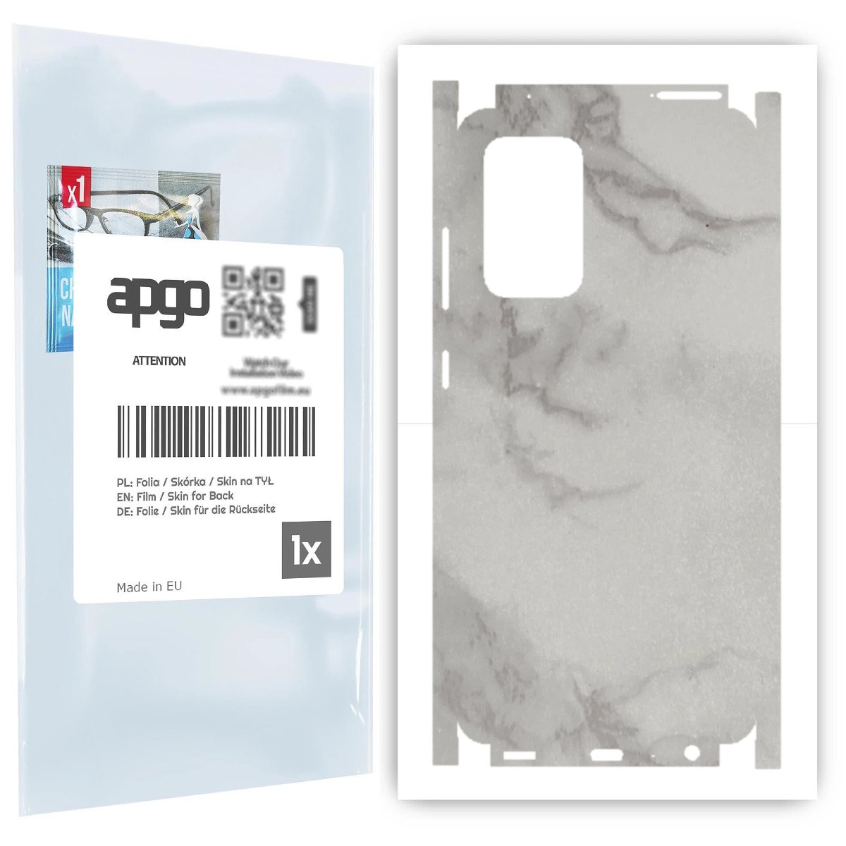 Folia naklejka skórka strukturalna na TYŁ+BOKI do Samsung Galaxy A52s 5G -  Marmur Szary - apgo SKINS