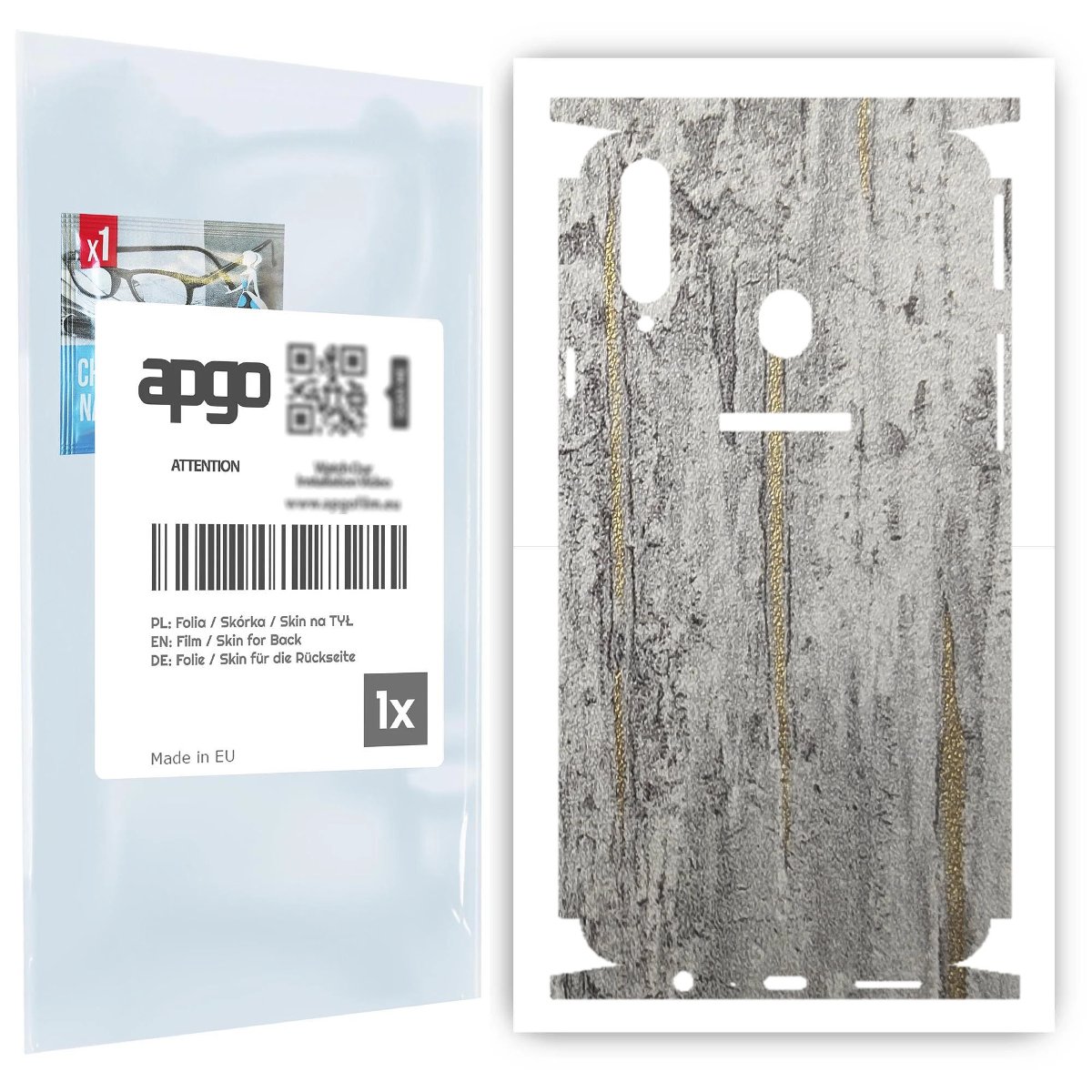 Folia naklejka skórka strukturalna na TYŁ+BOKI do Samsung Galaxy A20s -  Beton Złote Paski - apgo SKINS