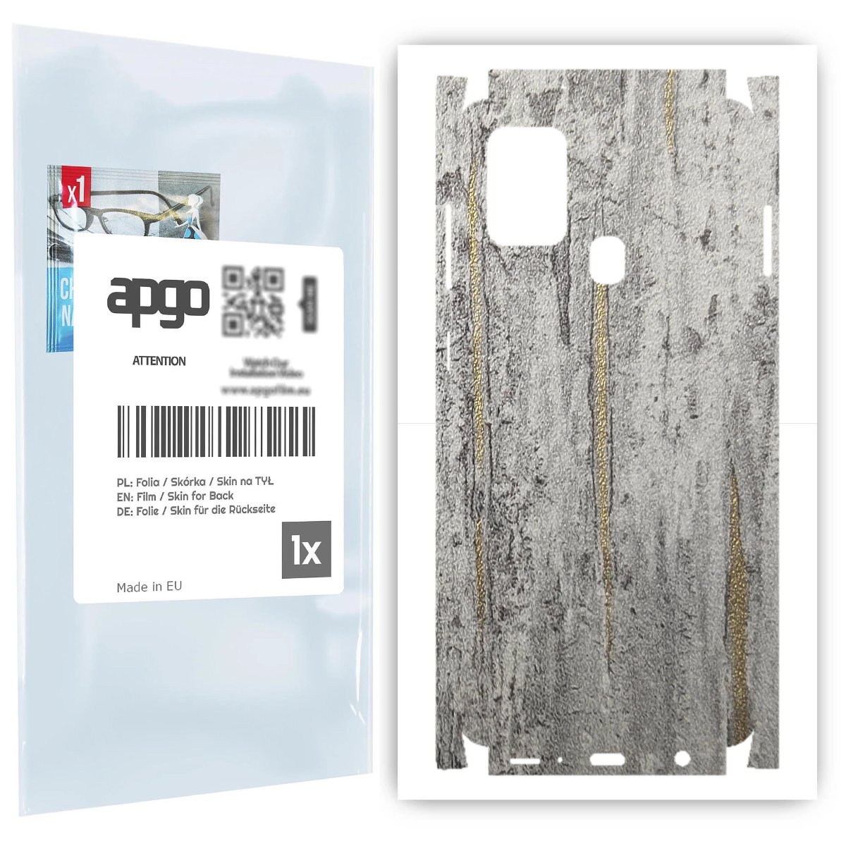 Folia naklejka skórka strukturalna na TYŁ+BOKI do Samsung Galaxy A21s -  Beton Złote Paski - apgo SKINS