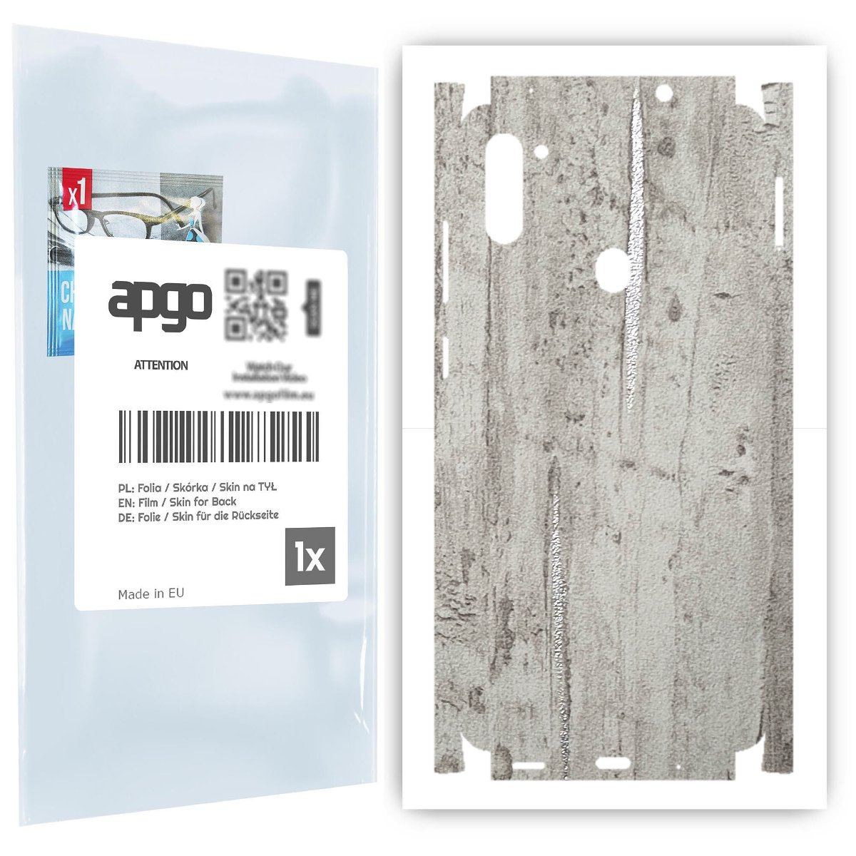 Folia naklejka skórka strukturalna na TYŁ+BOKI do Samsung Galaxy M11 -  Beton Srebrne Paski - apgo SKINS