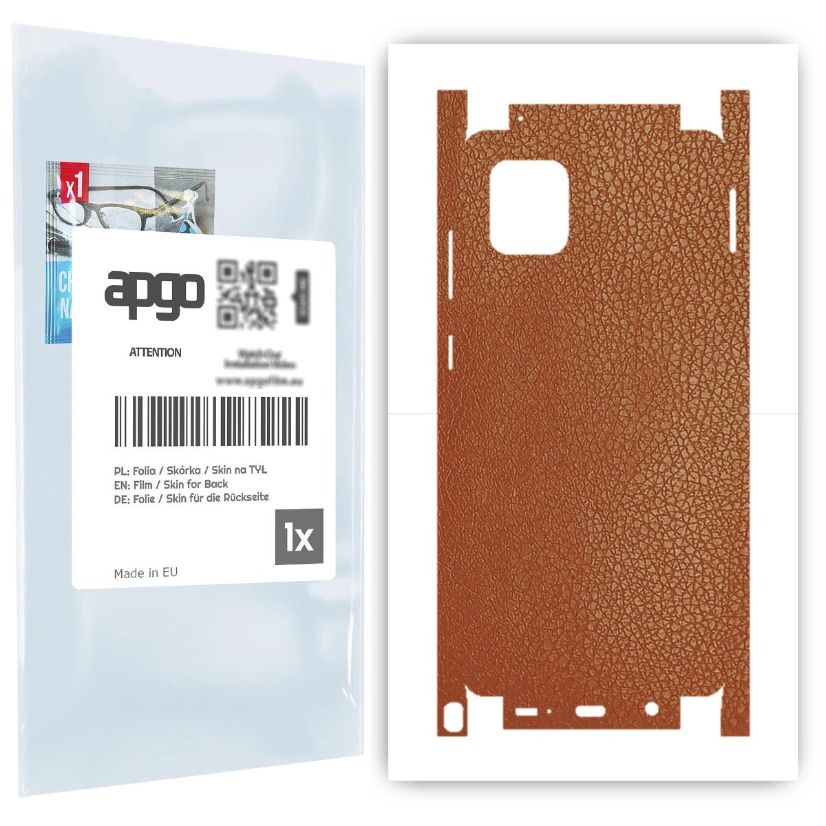 Folia naklejka skórka strukturalna na TYŁ+BOKI do Samsung Galaxy Note 10 Lite -  Skóra Brązowa - apgo SKINS