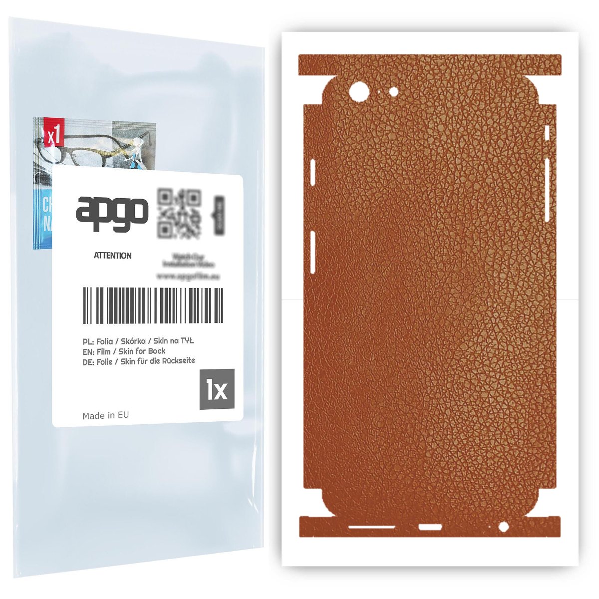 Folia naklejka skórka strukturalna na TYŁ+BOKI do Apple iPhone 6 Plus -  Skóra Brązowa - apgo SKINS