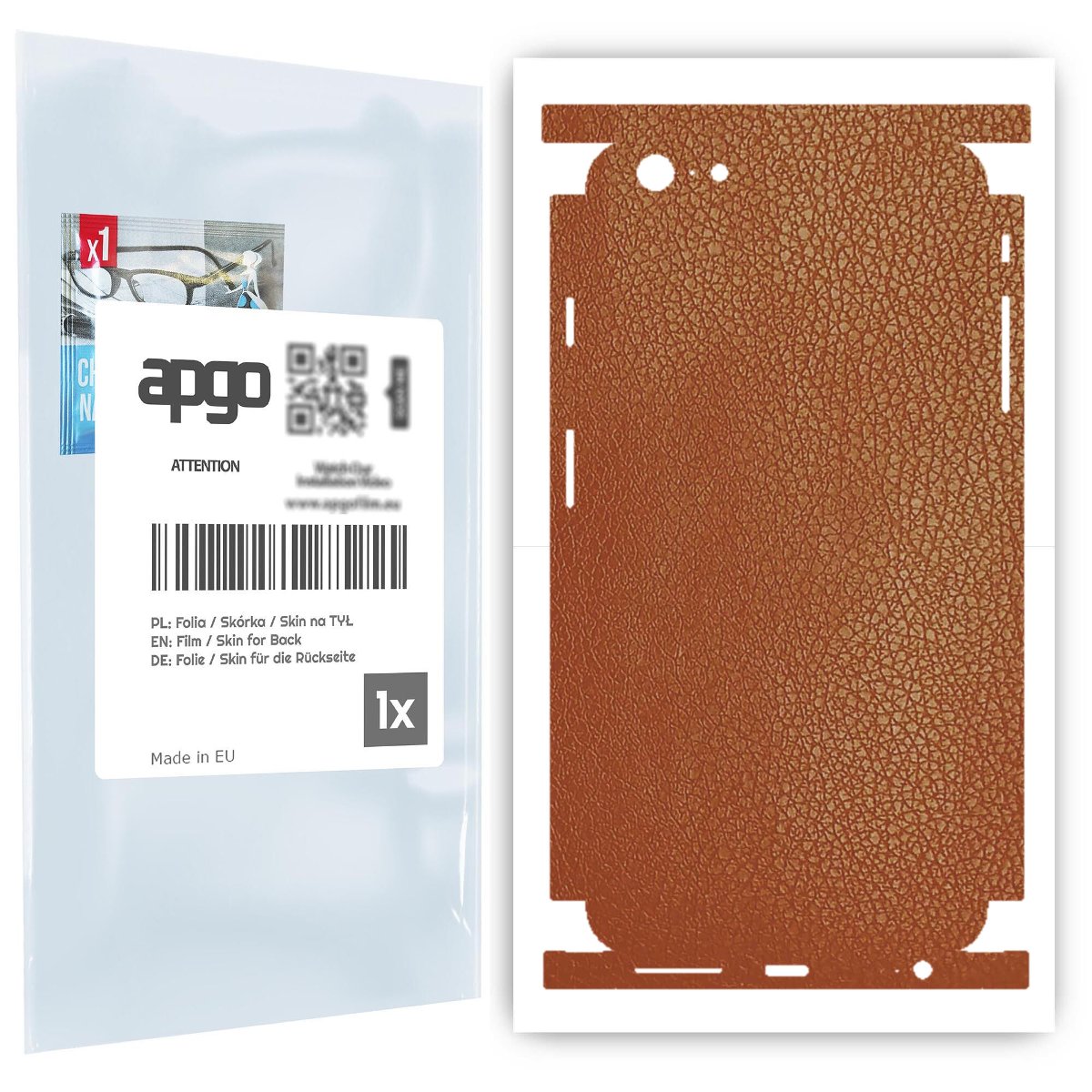 Folia naklejka skórka strukturalna na TYŁ+BOKI do Apple iPhone 6s Plus -  Skóra Brązowa - apgo SKINS