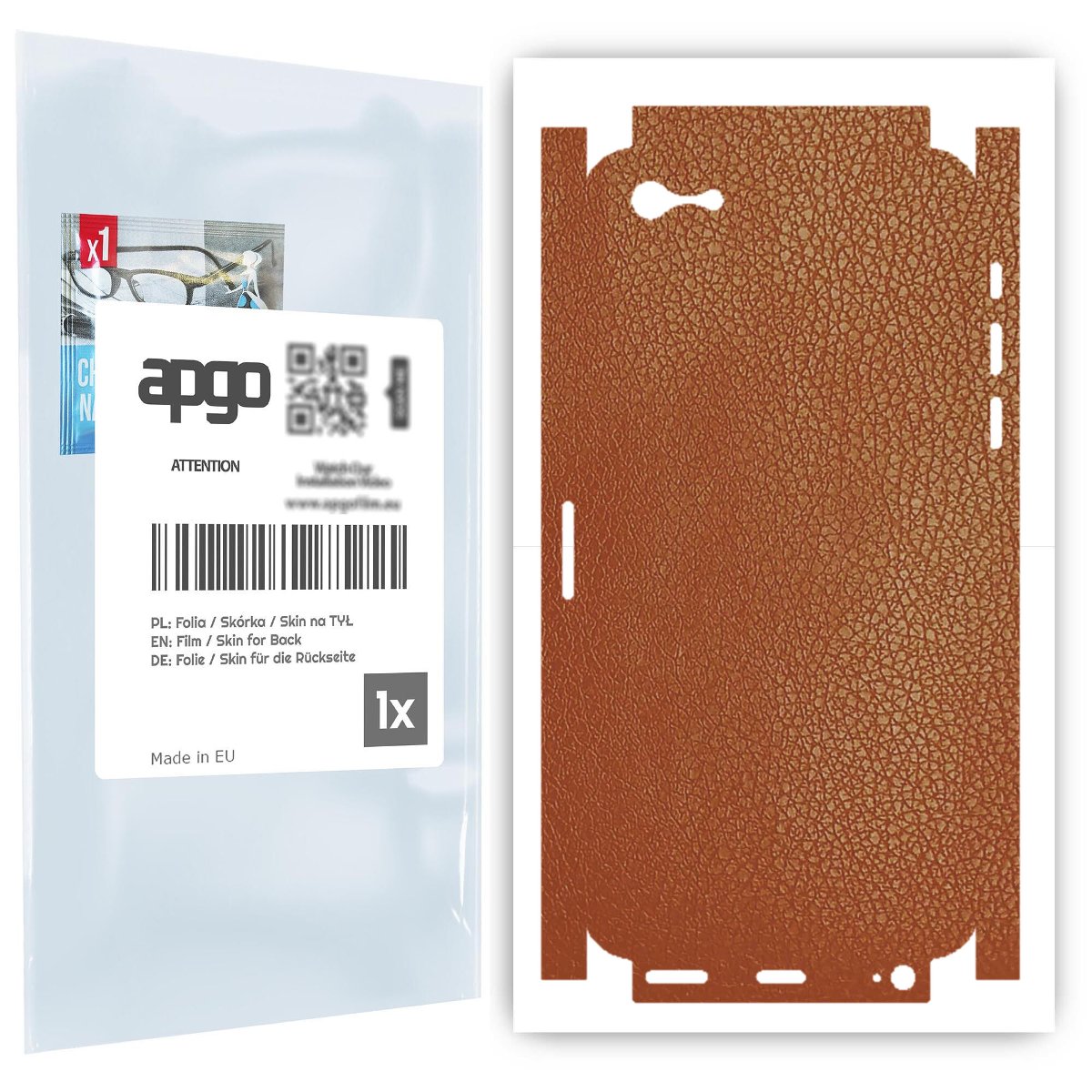 Folia naklejka skórka strukturalna na TYŁ+BOKI do Apple iPhone SE (2016 pierwszy model) -  Skóra Brązowa - apgo SKINS