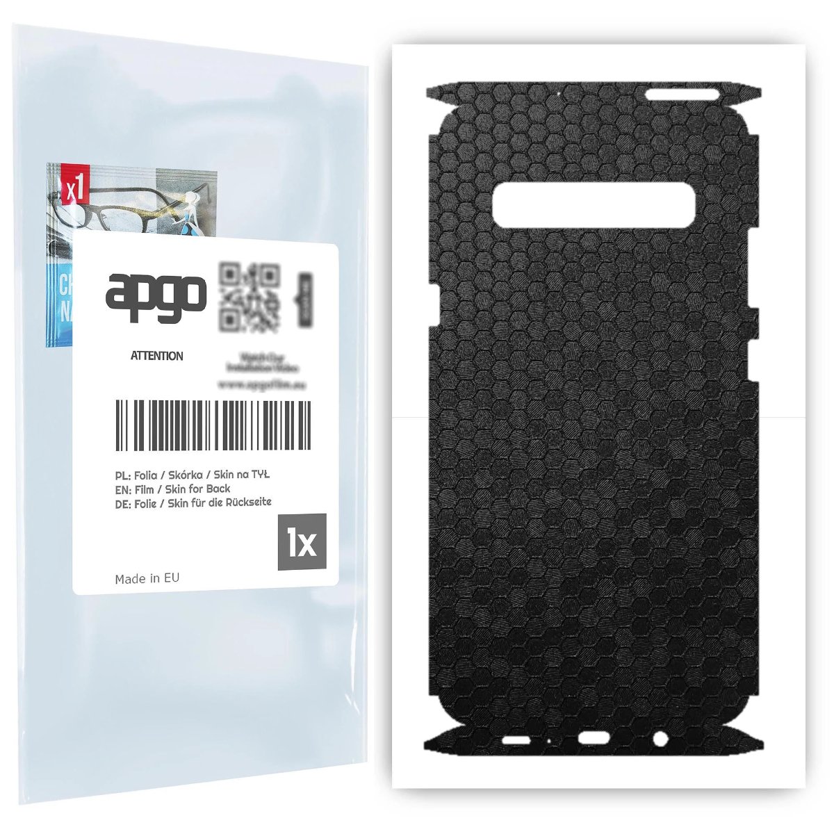 Folia naklejka skórka strukturalna na TYŁ+BOKI do Samsung Galaxy S10 5G -  Plaster Miodu Czarny - apgo SKINS