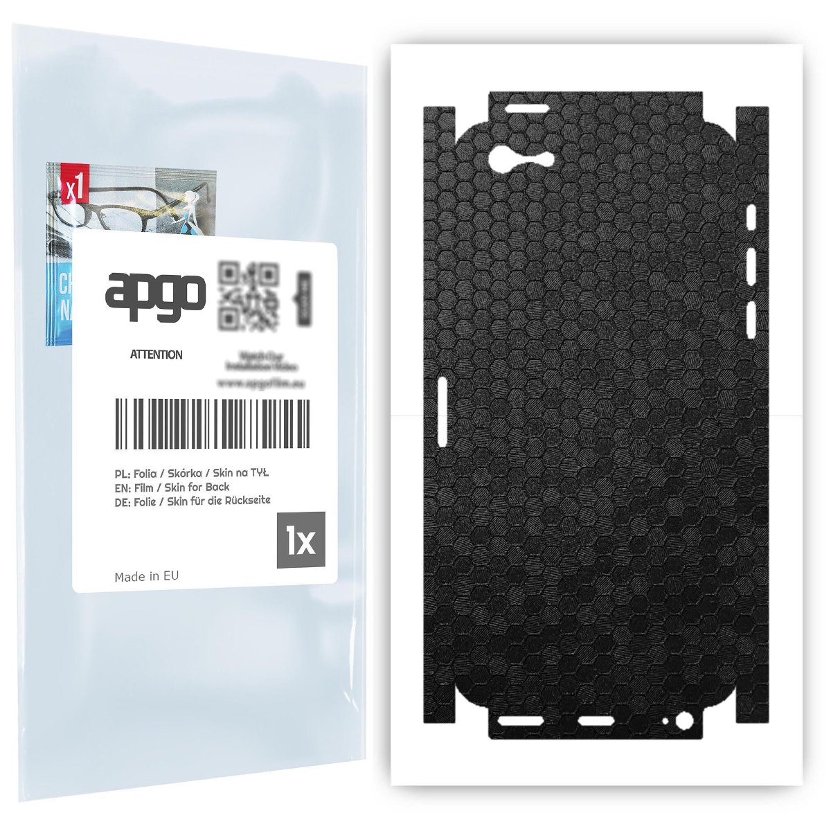 Folia naklejka skórka strukturalna na TYŁ+BOKI do Apple iPhone 5s -  Plaster Miodu Czarny - apgo SKINS