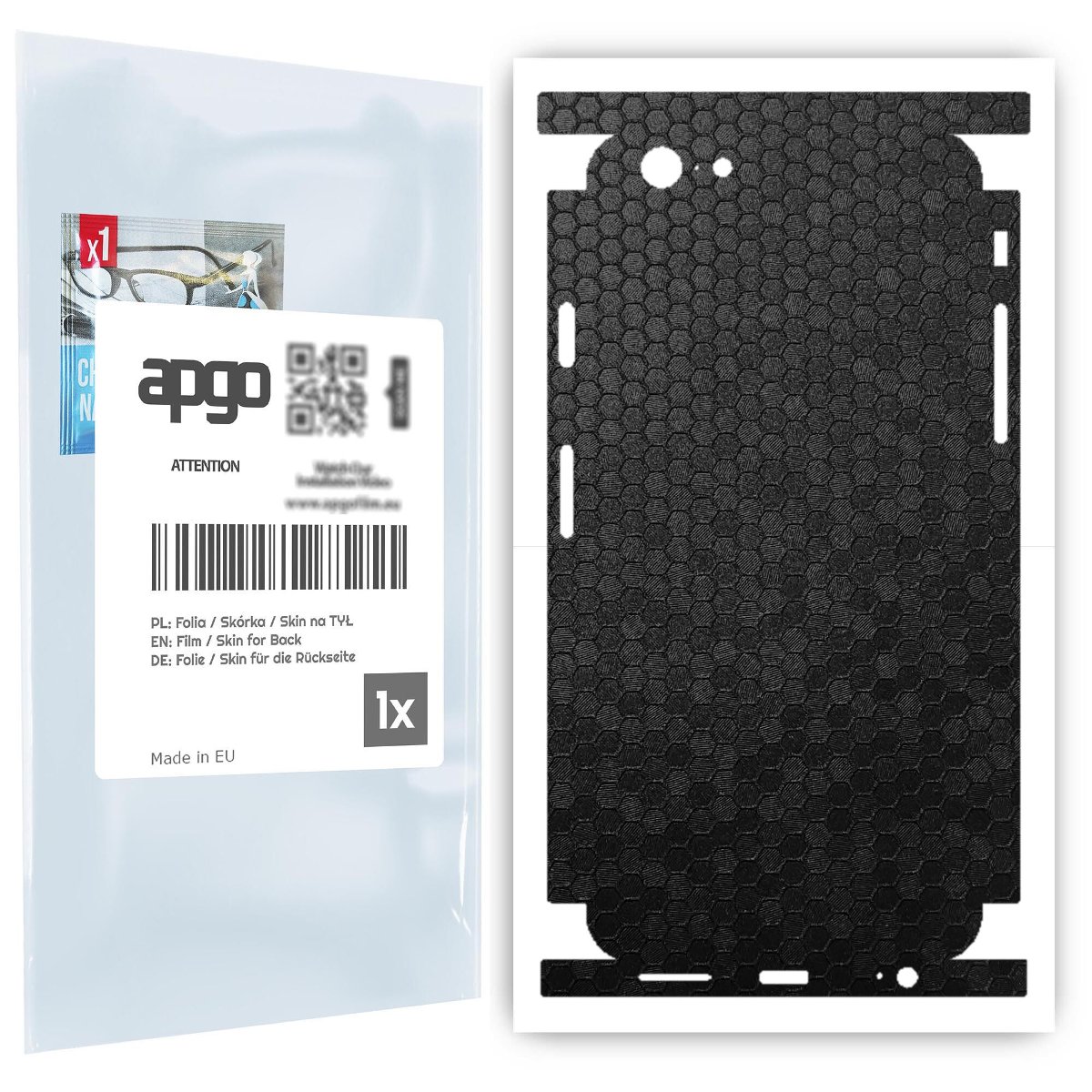 Folia naklejka skórka strukturalna na TYŁ+BOKI do Apple iPhone 6s -  Plaster Miodu Czarny - apgo SKINS