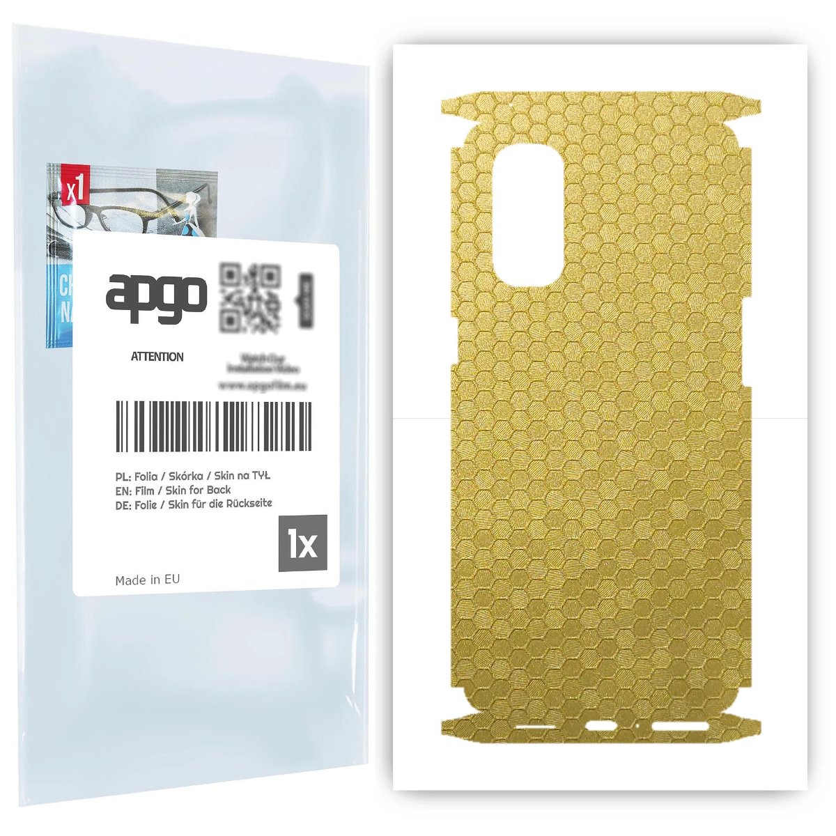 Folia naklejka skórka strukturalna na TYŁ+BOKI do Oppo Reno4 Pro 5G -  Plaster Miodu Złoty - apgo SKINS