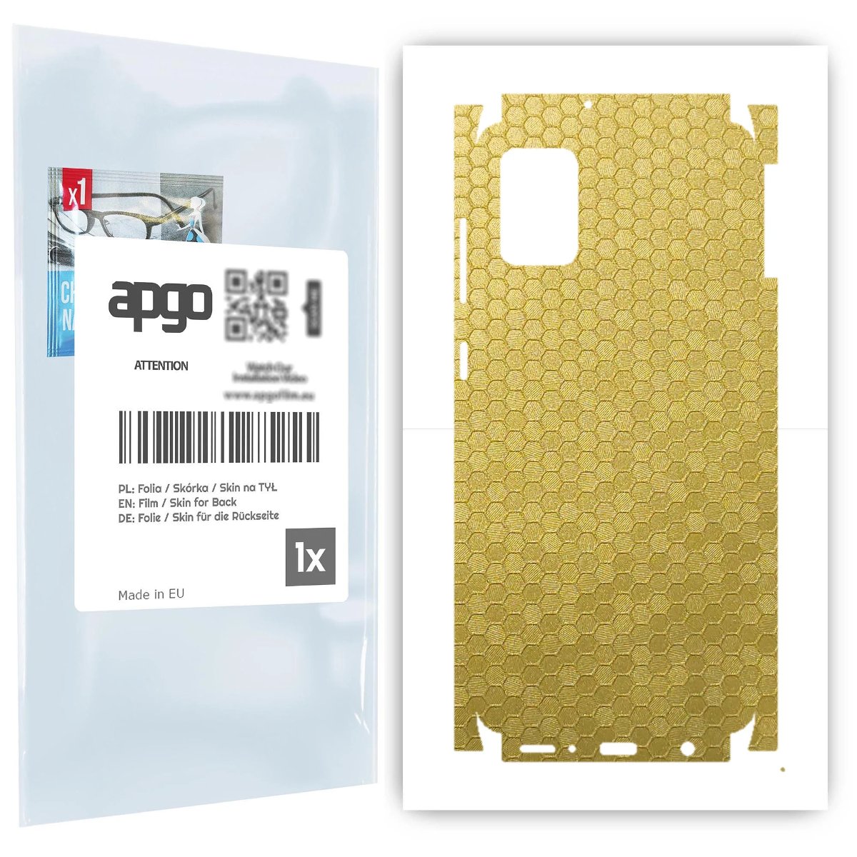 Folia naklejka skórka strukturalna na TYŁ+BOKI do Samsung Galaxy A31 -  Plaster Miodu Złoty - apgo SKINS