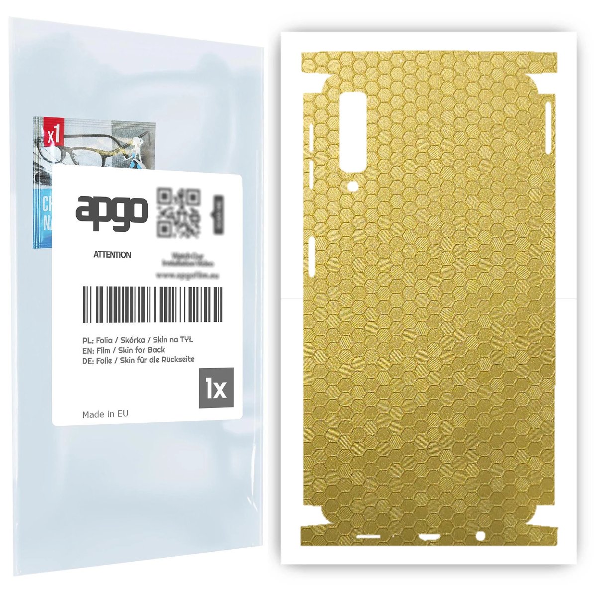 Folia naklejka skórka strukturalna na TYŁ+BOKI do Samsung Galaxy A7 (2018) -  Plaster Miodu Złoty - apgo SKINS