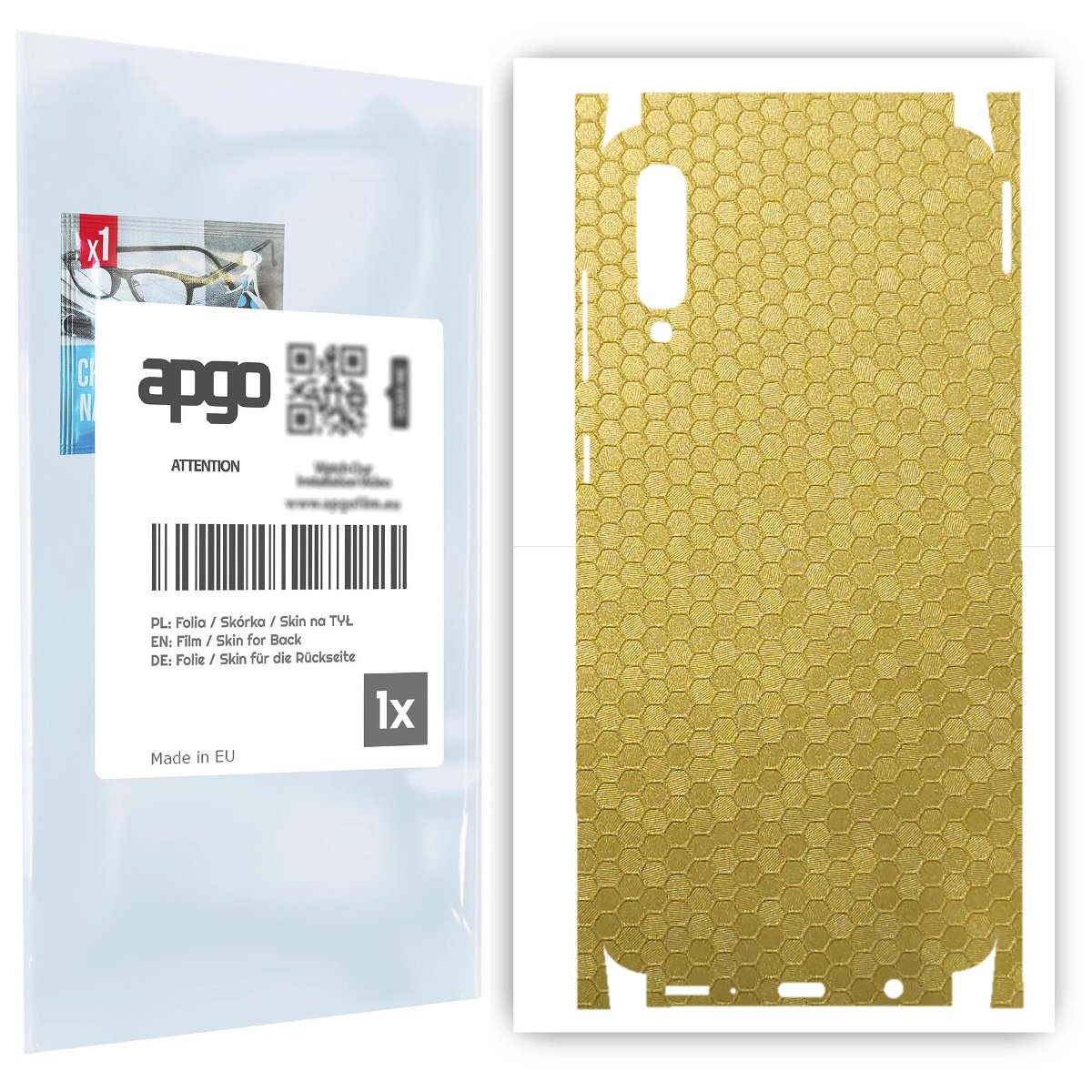 Folia naklejka skórka strukturalna na TYŁ+BOKI do Samsung Galaxy A70 -  Plaster Miodu Złoty - apgo SKINS