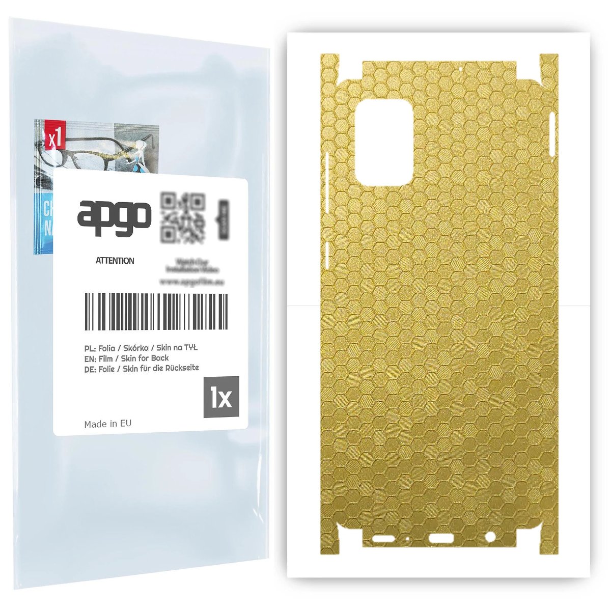 Folia naklejka skórka strukturalna na TYŁ+BOKI do Samsung Galaxy A71 -  Plaster Miodu Złoty - apgo SKINS