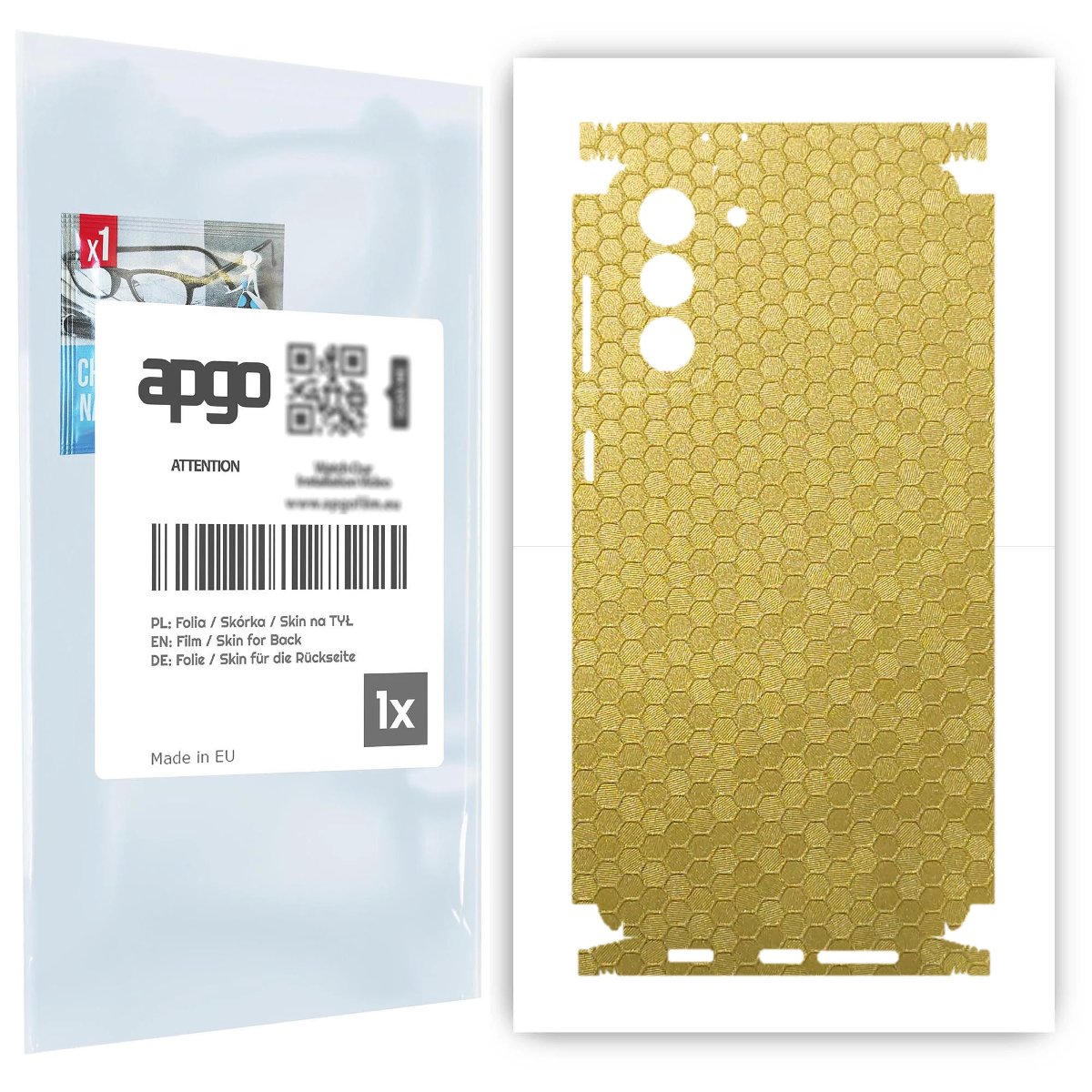 Folia naklejka skórka strukturalna na TYŁ+BOKI do Samsung Galaxy S21+ 5G -  Plaster Miodu Złoty - apgo SKINS