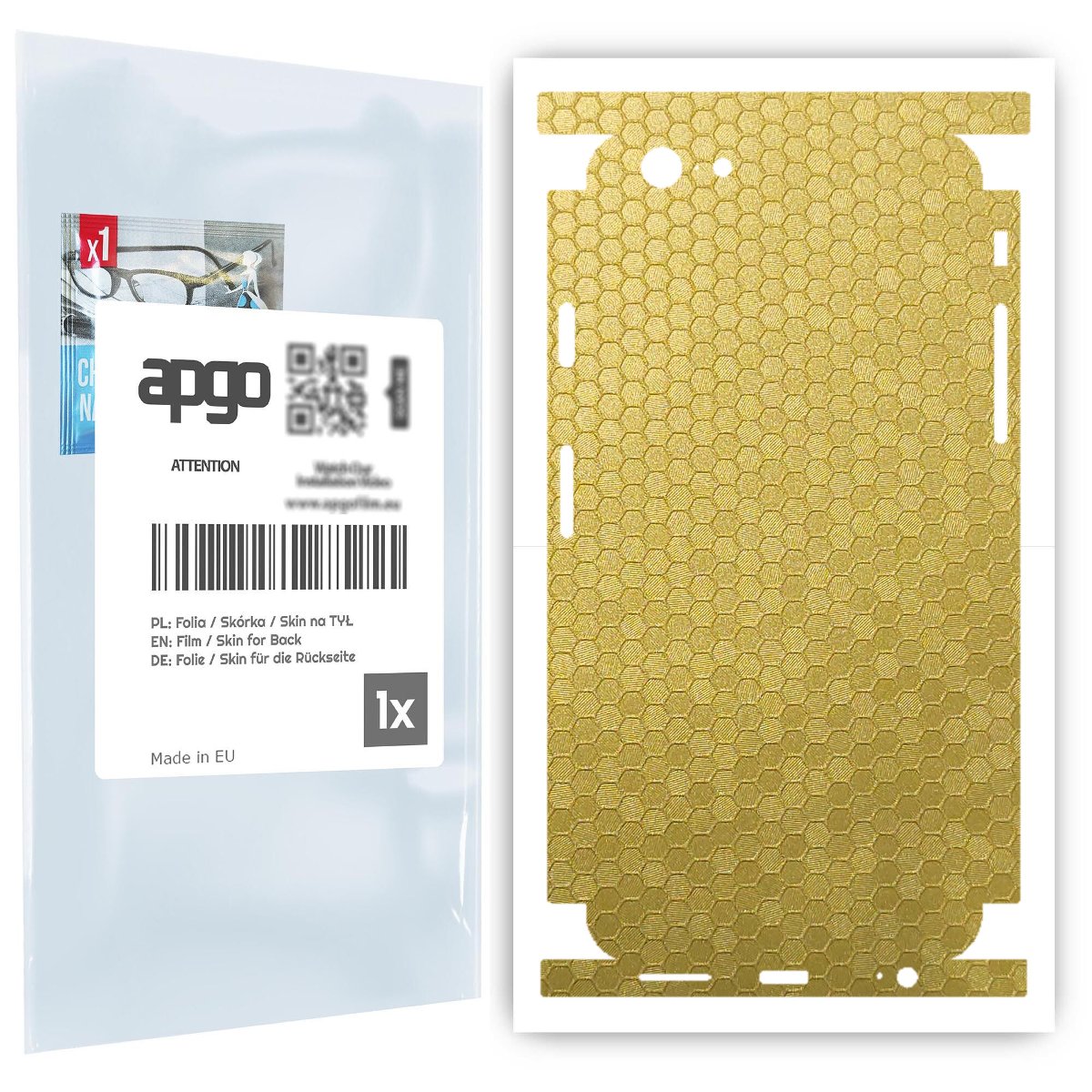 Folia naklejka skórka strukturalna na TYŁ+BOKI do Apple iPhone 6s -  Plaster Miodu Złoty - apgo SKINS