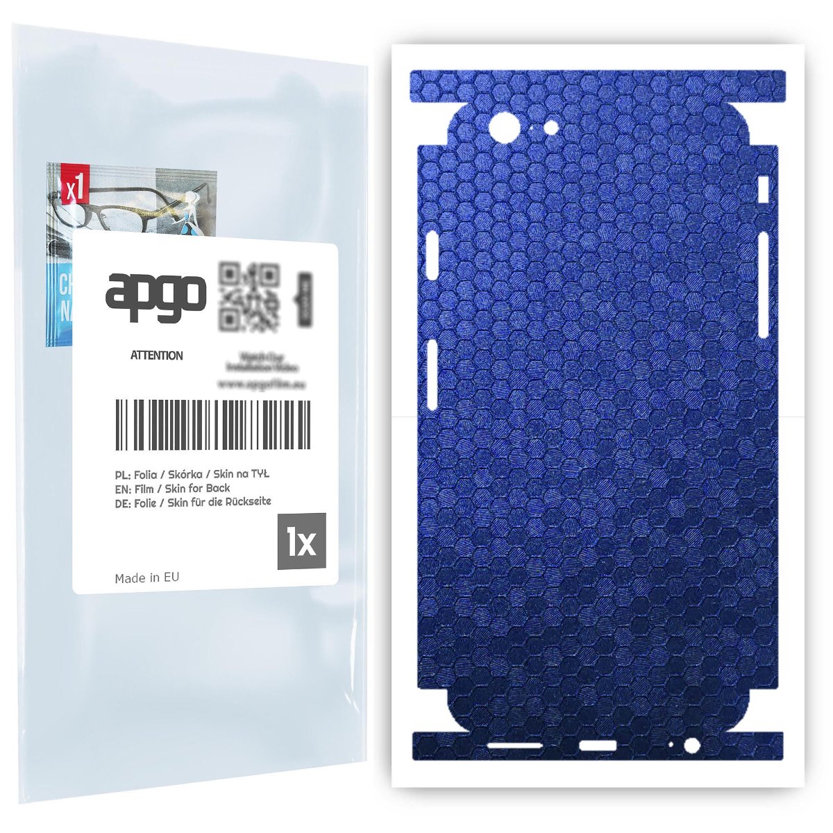 Folia naklejka skórka strukturalna na TYŁ+BOKI do Apple iPhone 6s -  Plaster Miodu Niebieski - apgo SKINS