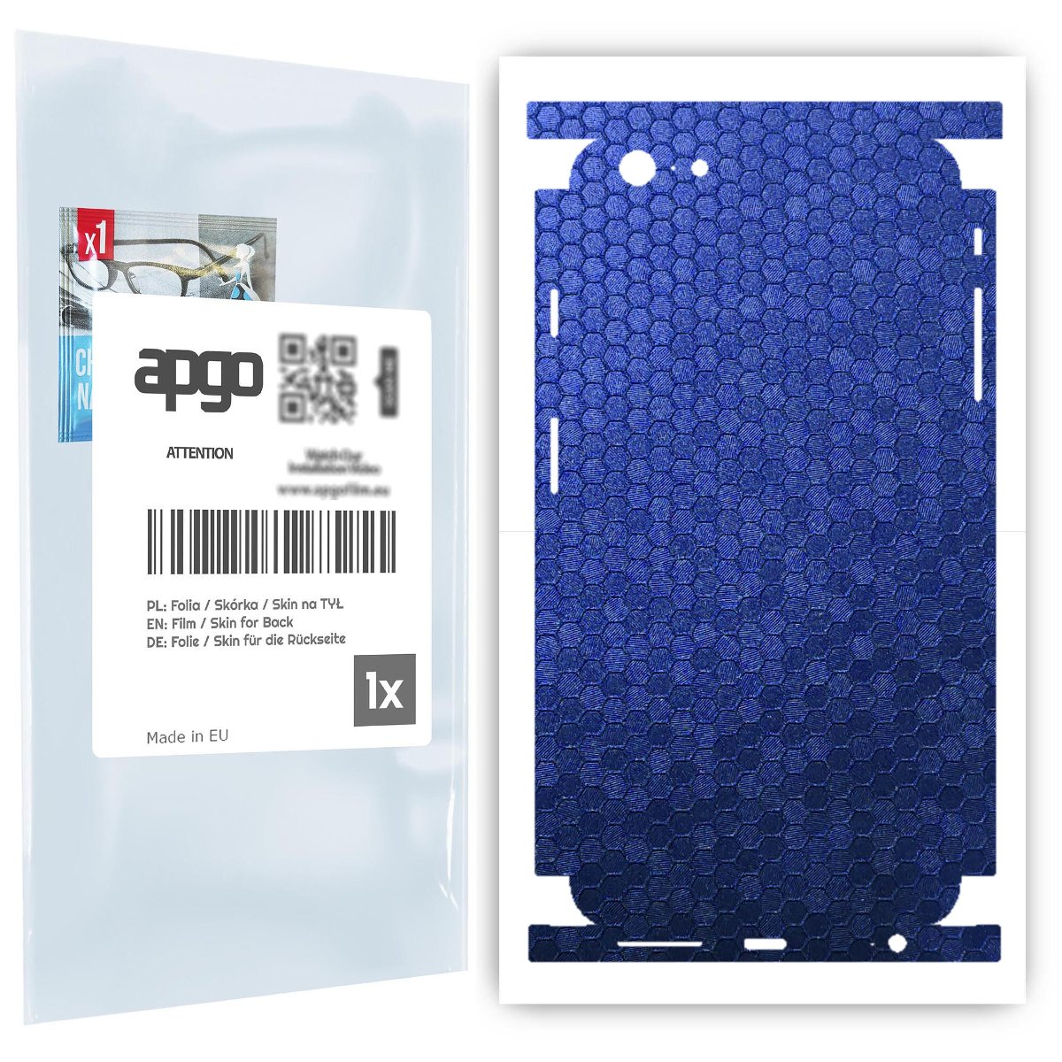 Folia naklejka skórka strukturalna na TYŁ+BOKI do Apple iPhone 6s Plus -  Plaster Miodu Niebieski - apgo SKINS