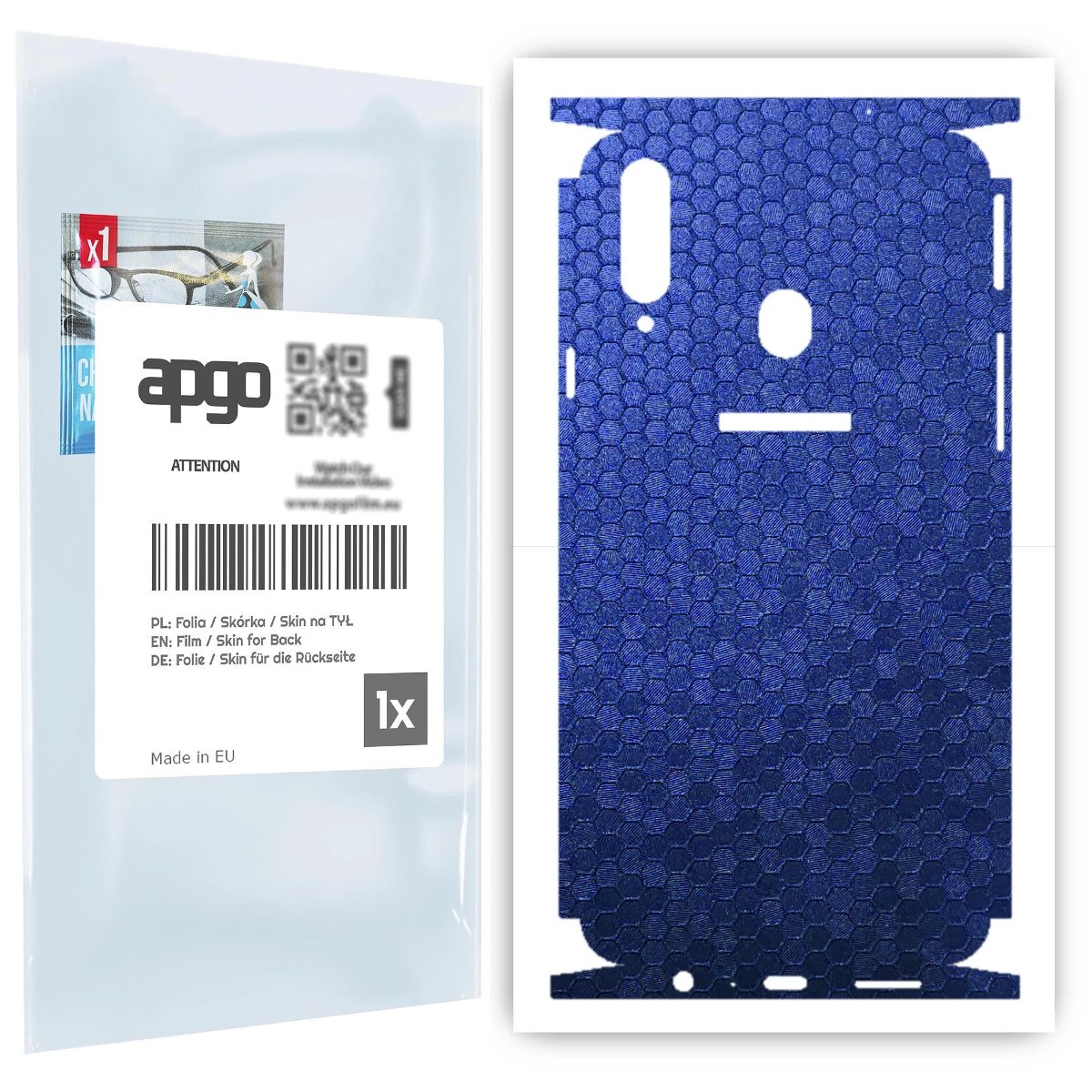 Folia naklejka skórka strukturalna na TYŁ+BOKI do Samsung Galaxy A20s -  Plaster Miodu Niebieski - apgo SKINS