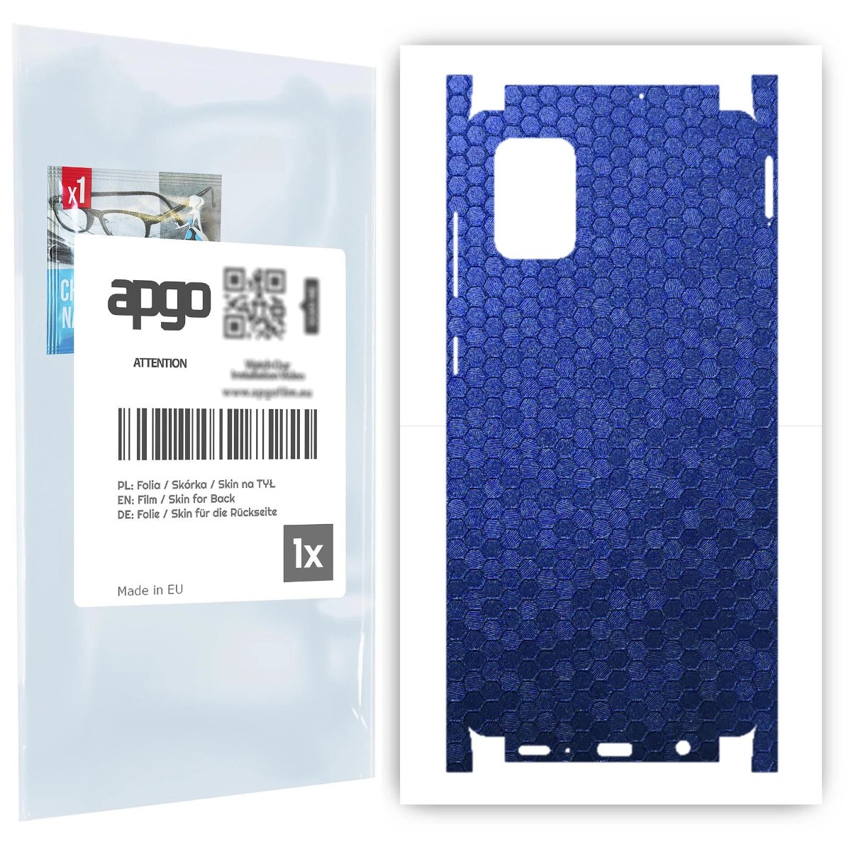 Folia naklejka skórka strukturalna na TYŁ+BOKI do Samsung Galaxy A71 -  Plaster Miodu Niebieski - apgo SKINS
