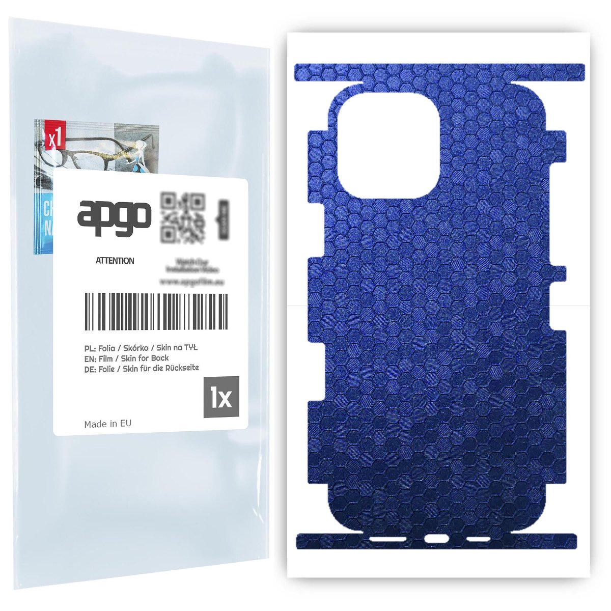 Folia naklejka skórka strukturalna na TYŁ+BOKI do Apple iPhone 13 Pro Max -  Plaster Miodu Niebieski - apgo SKINS