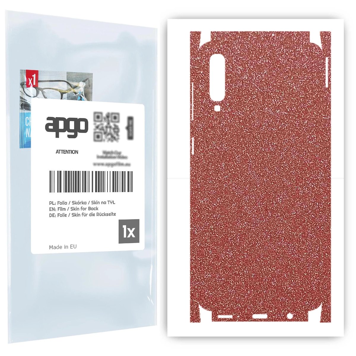 Folia naklejka skórka strukturalna na TYŁ+BOKI do Samsung Galaxy A50 -  Brokat Brzoskwiniowy - apgo SKINS