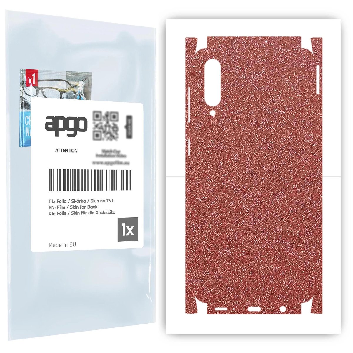 Folia naklejka skórka strukturalna na TYŁ+BOKI do Samsung Galaxy A50s -  Brokat Brzoskwiniowy - apgo SKINS