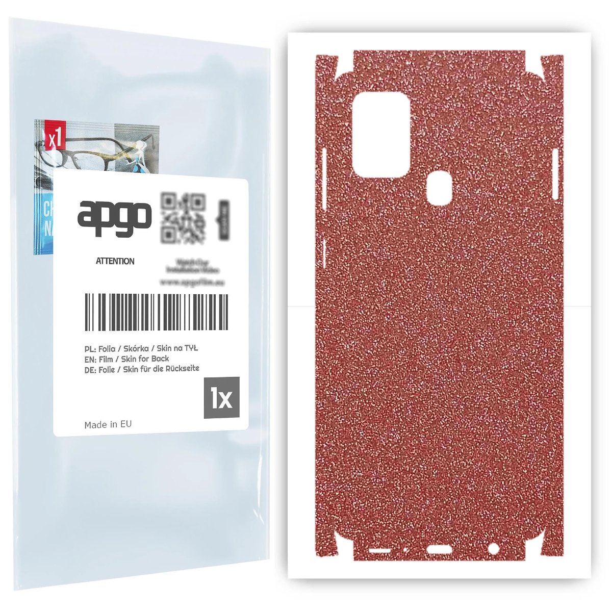 Folia naklejka skórka strukturalna na TYŁ+BOKI do Samsung Galaxy A21s -  Brokat Brzoskwiniowy - apgo SKINS