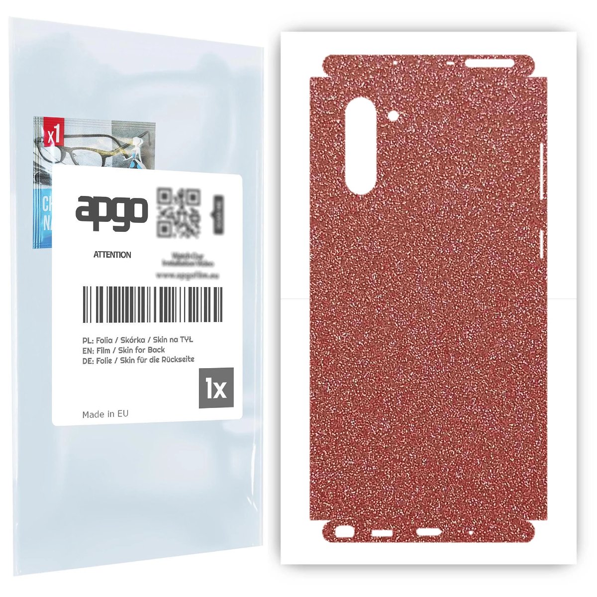 Folia naklejka skórka strukturalna na TYŁ+BOKI do Samsung Galaxy Note 10 -  Brokat Brzoskwiniowy - apgo SKINS