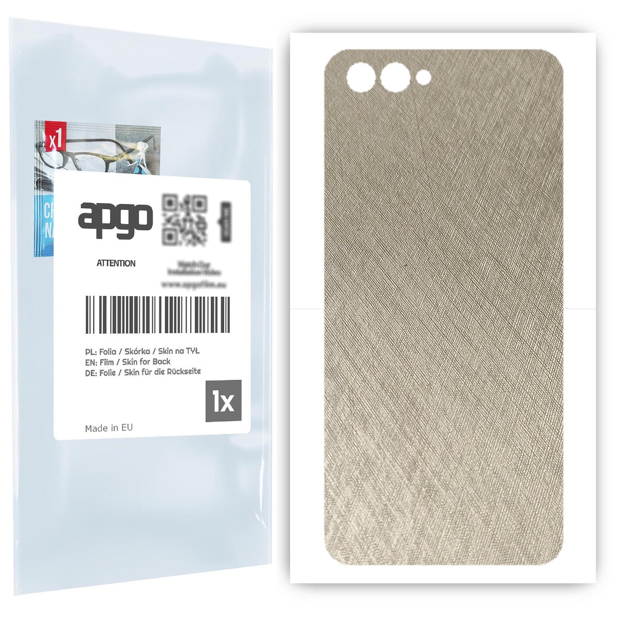 Folia naklejka skórka strukturalna na TYŁ do Honor View 10 Honor V10  -  Tytan Srebrny - apgo SKINS