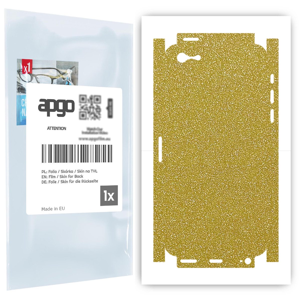 Folia naklejka skórka strukturalna na TYŁ+BOKI do Apple iPhone 5s -  Brokat Złoty - apgo SKINS