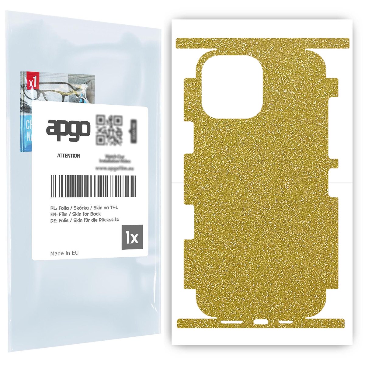 Folia naklejka skórka strukturalna na TYŁ+BOKI do Apple iPhone 13 Pro Max -  Brokat Złoty - apgo SKINS
