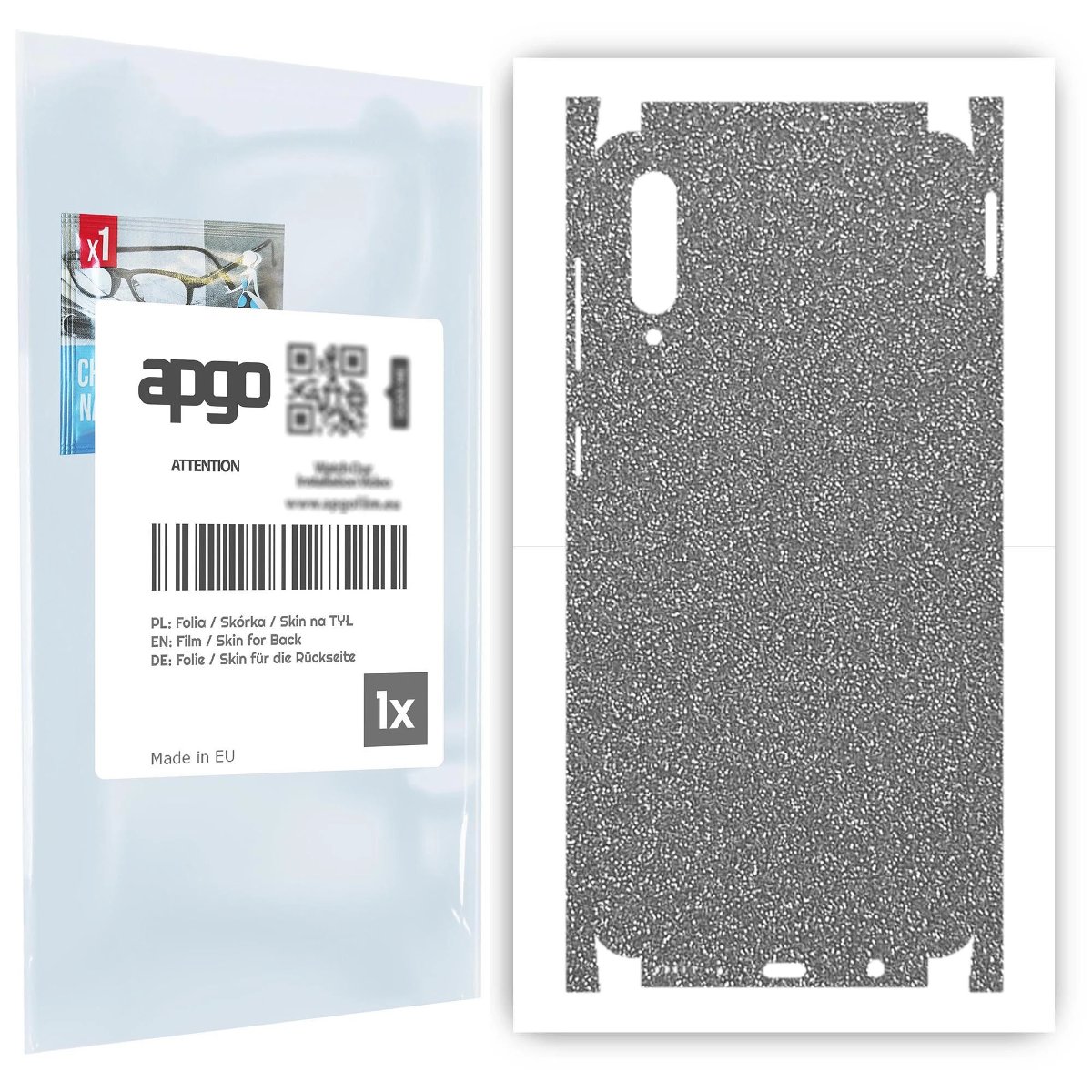 Folia naklejka skórka strukturalna na TYŁ+BOKI do Samsung Galaxy A30s -  Brokat Srebrny - apgo SKINS