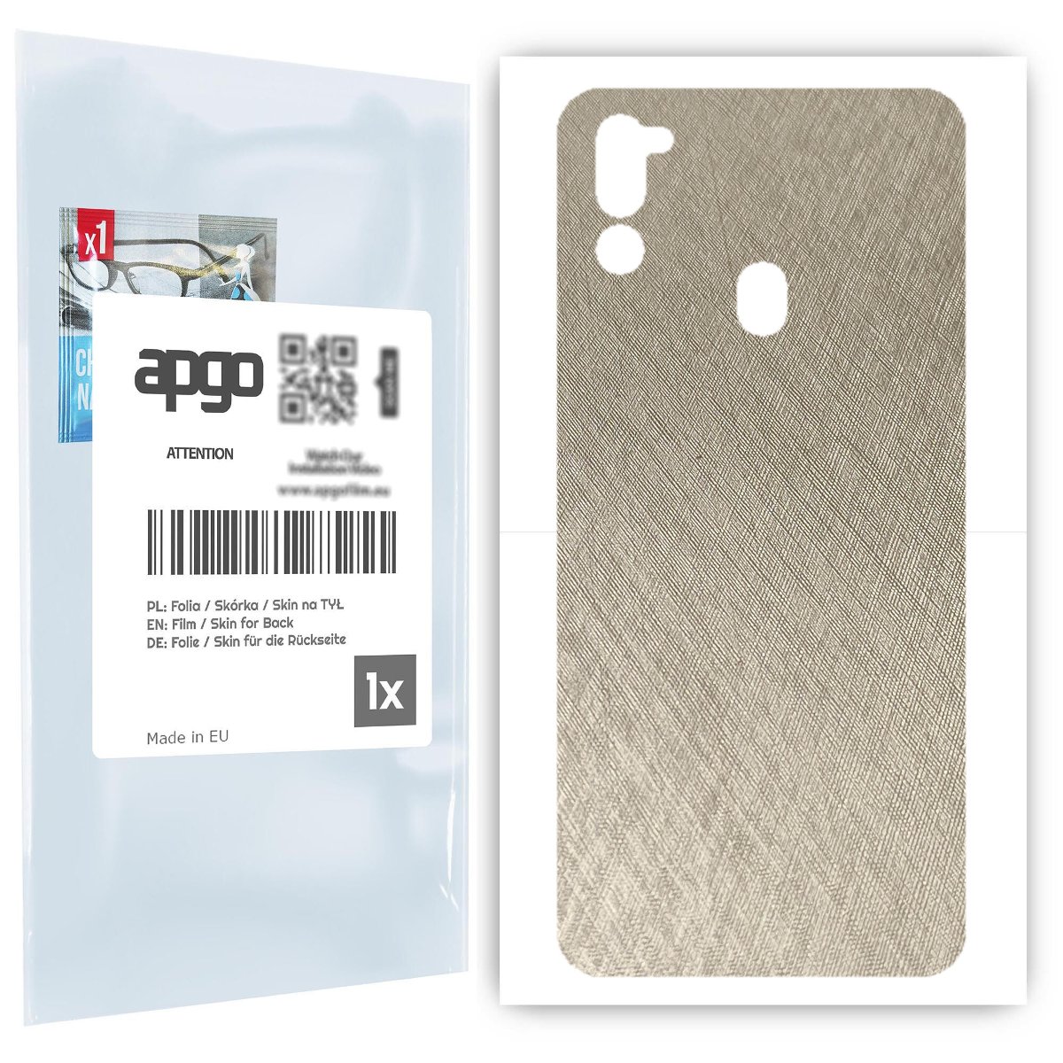 Folia naklejka skórka strukturalna na TYŁ do Samsung Galaxy M21 2021 -  Tytan Srebrny - apgo SKINS