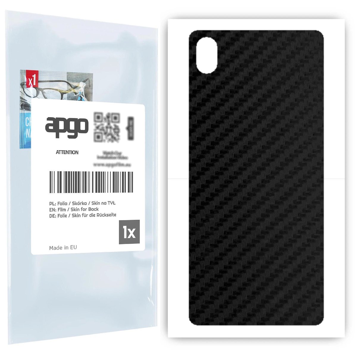 Folia naklejka skórka strukturalna na TYŁ do Sony Xperia L3 -  Carbon Czarny - apgo SKINS